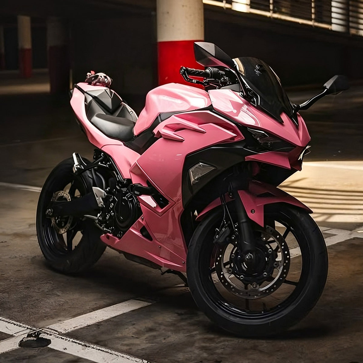 Amotopart 2024-2026 Kawasaki Ninja 500 Pink Fairing Kit