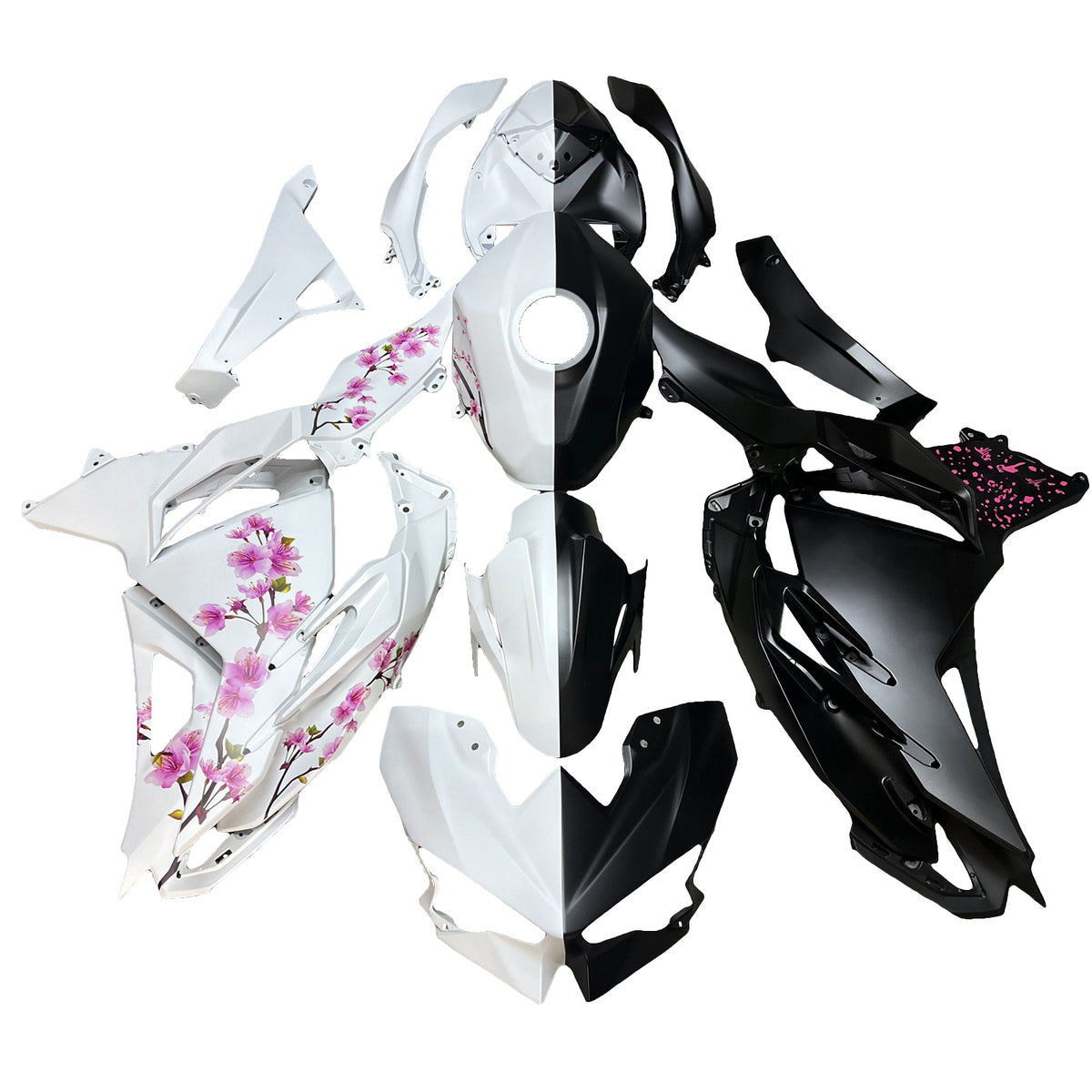 Amotopart 2024-2026 Kawasaki Ninja 500 White Black Pink Fairing Kit