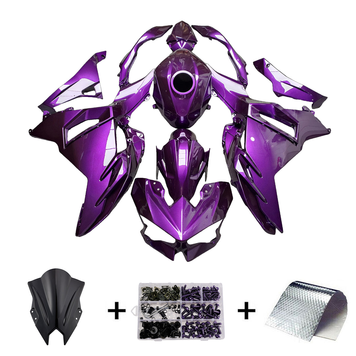 Kit carena viola Amotopart 2024-2026 Kawasaki Ninja 500