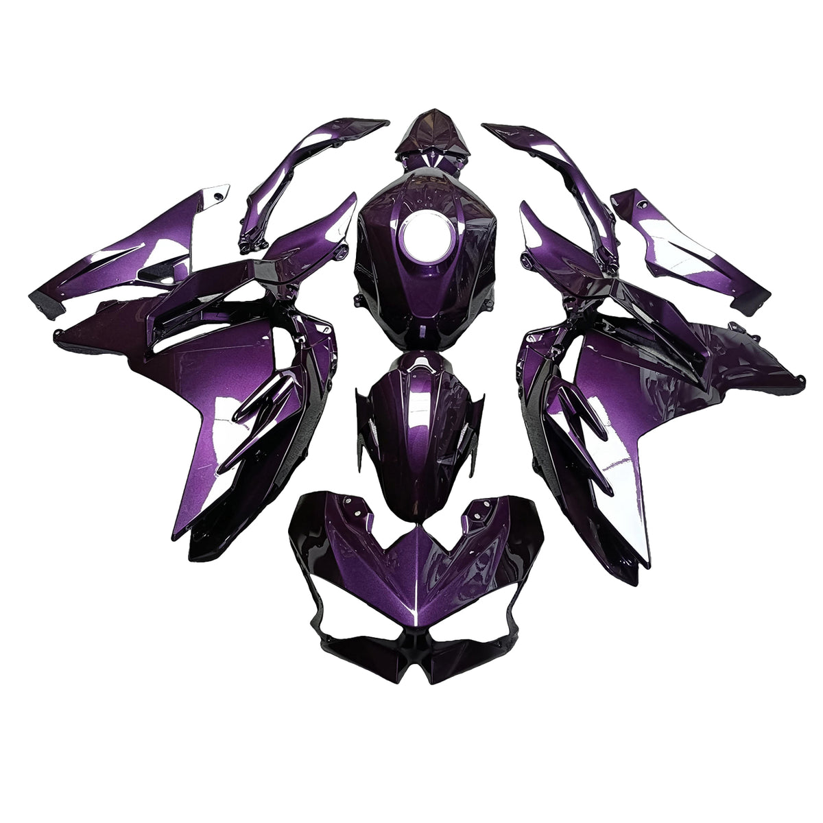 Amotopart 2024-2026 Kawasaki Ninja 500 Purple Black Fairing Kit