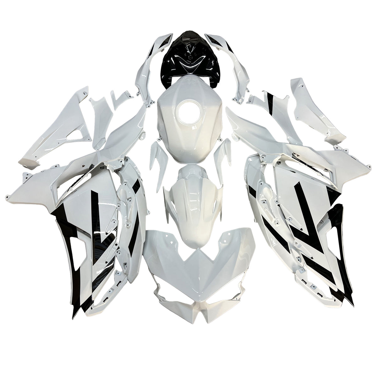Amotopart 2024–2026 Kawasaki Ninja 500 Weiß Schwarz Verkleidungsset