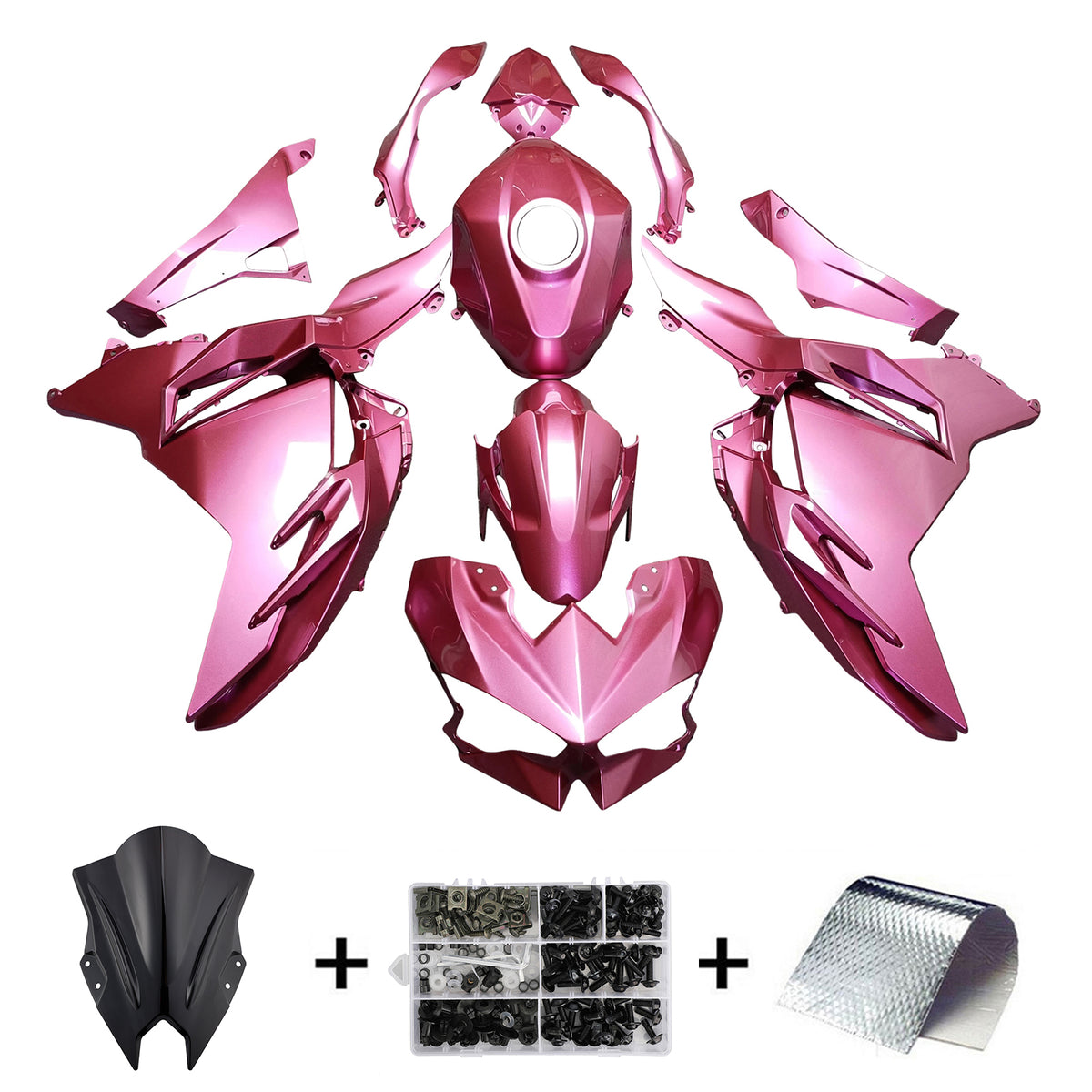 Amotopart 2024-2026 Kawasaki Ninja 500 Pink Fairing Kit