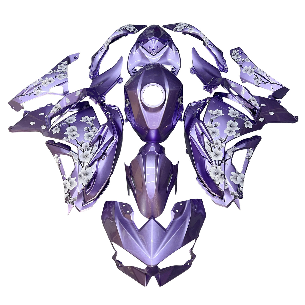 Amotopart 2024-2026 Kawasaki Ninja 500 Purple White Fairing Kit