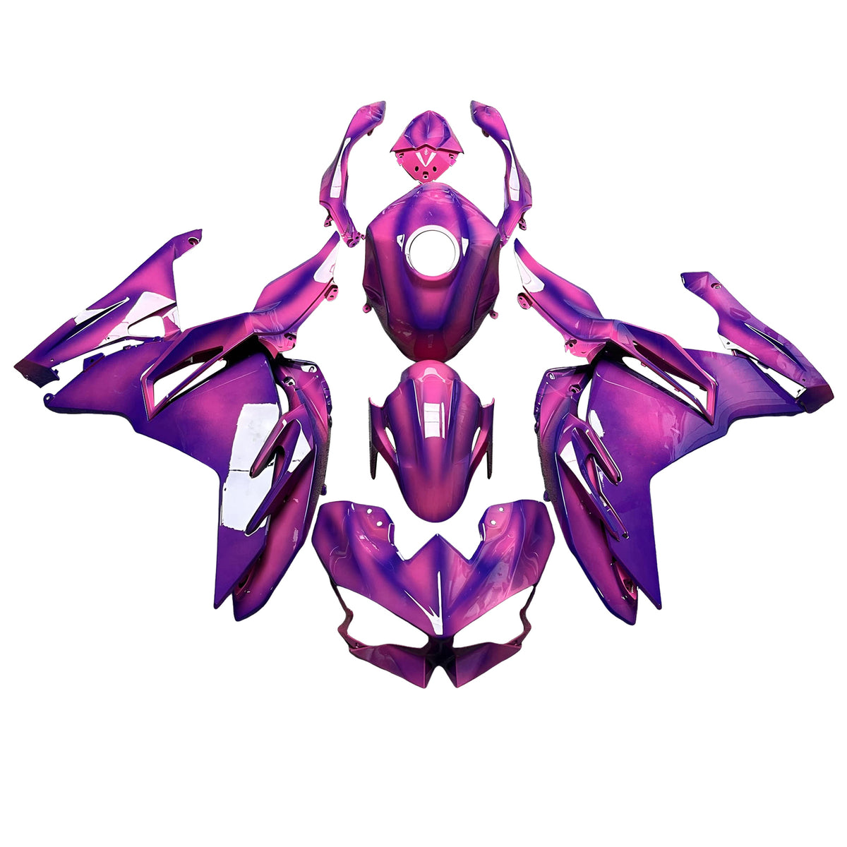 Amotopart 2024-2026 Kawasaki Ninja 500 Kit de carénage rose violet