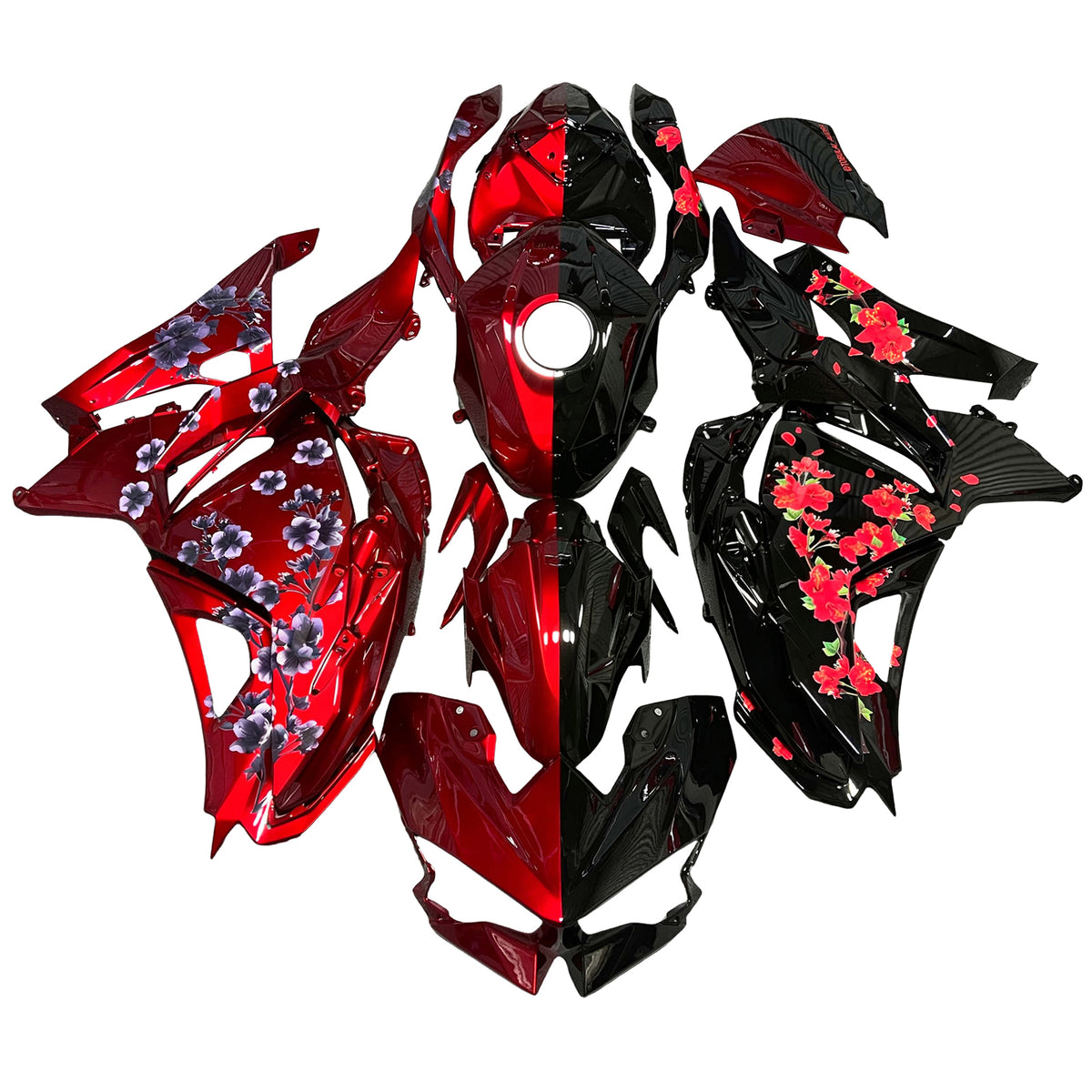 Amotopart 2024-2026 Kawasaki Ninja 500 Red Black White Fairing Kit