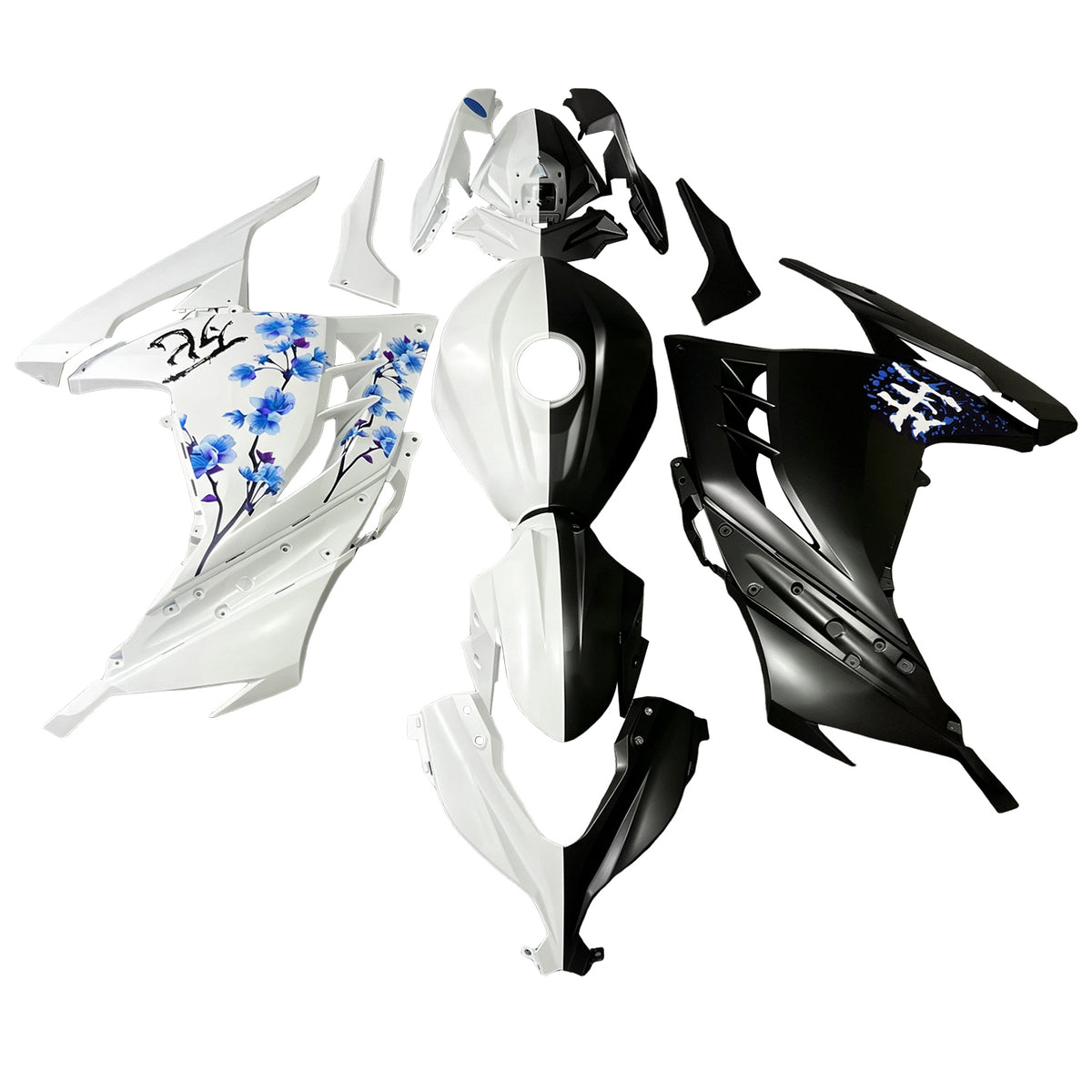 Amotopart 2013-2024 Kawasaki EX300 Ninja300 White Black Blue Fairing Kit