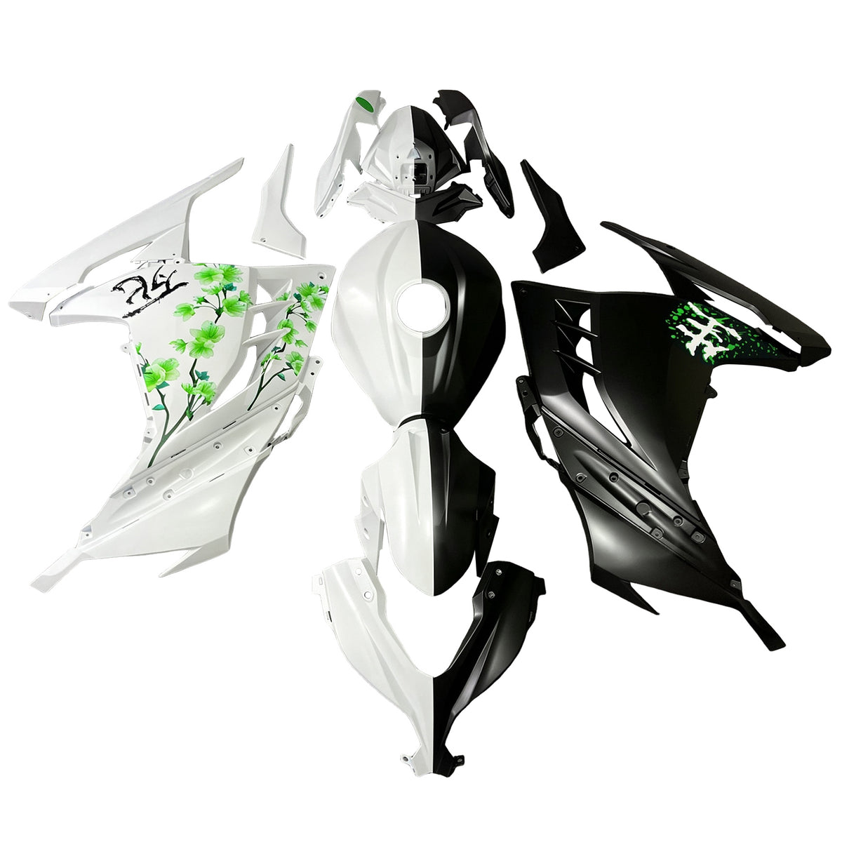 Amotopart 2013-2024 Kawasaki EX300 Ninja300 White Black Green Fairing Kit