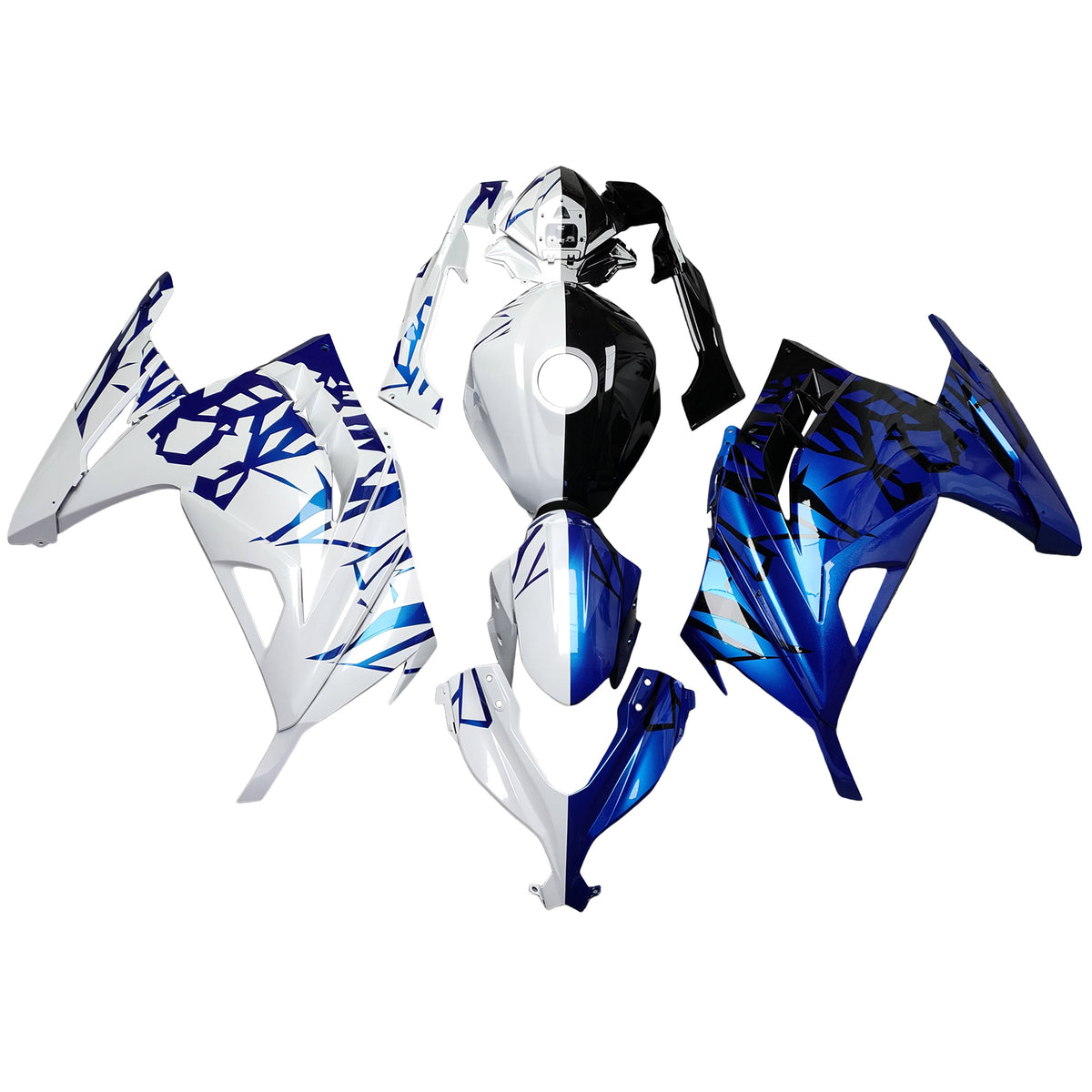 Amotopart 2013-2024 Kawasaki EX300 Ninja300 White Blue Black Fairing Kit