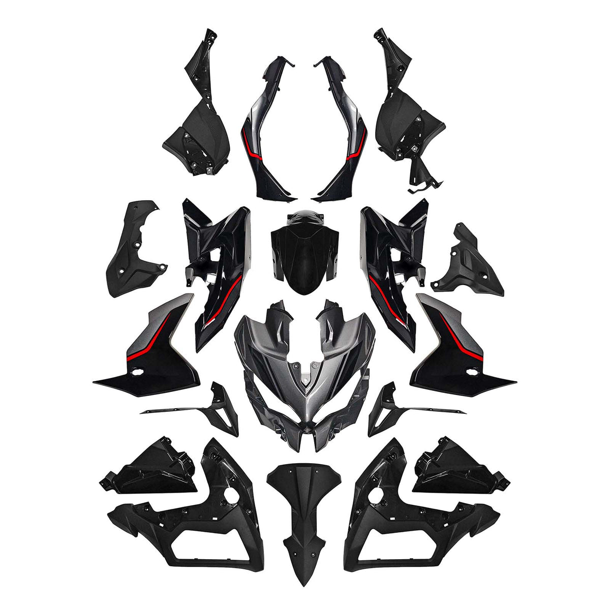 Amotopart 2019-2024 Kawasaki Versys 1000 Gray Black Red Fairing Kit