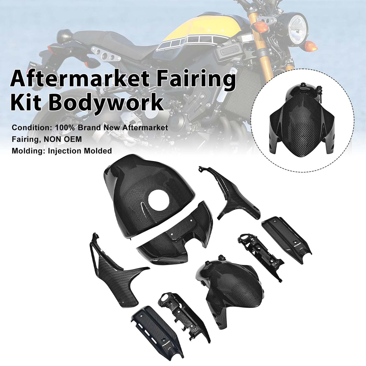 Amotopart 2022-2026 Yamaha XSR900 Black Fairing Kit