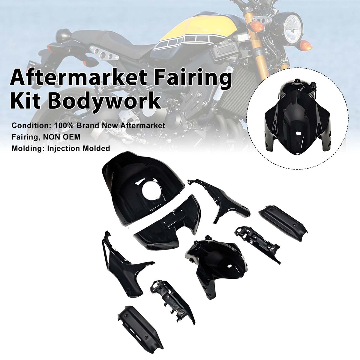Amotopart 2022-2026 Yamaha XSR900 Black Fairing Kit