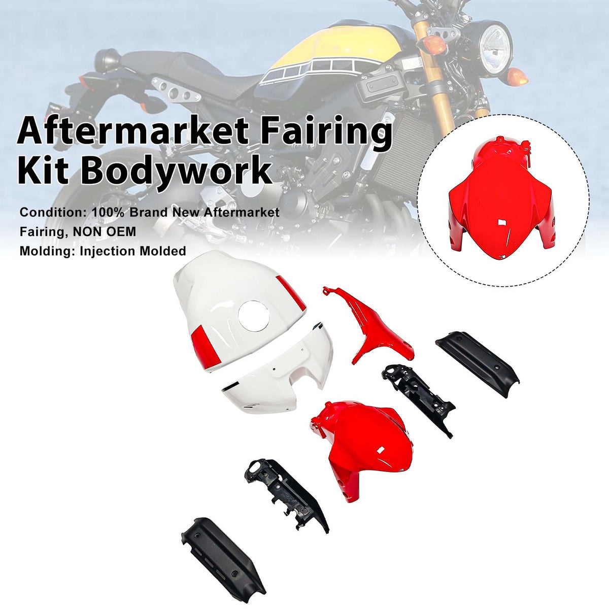 Amotopart 2022-2026 Yamaha XSR900 Red White Fairing Kit