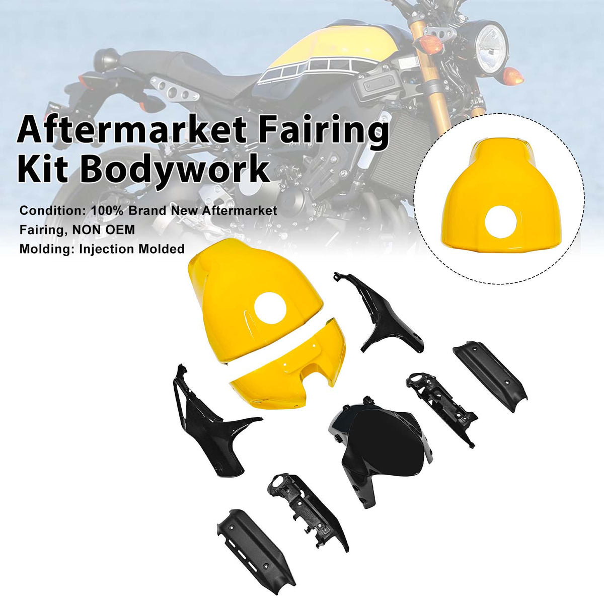 Amotopart 2022-2026 Yamaha XSR900 Yellow Black Fairing Kit