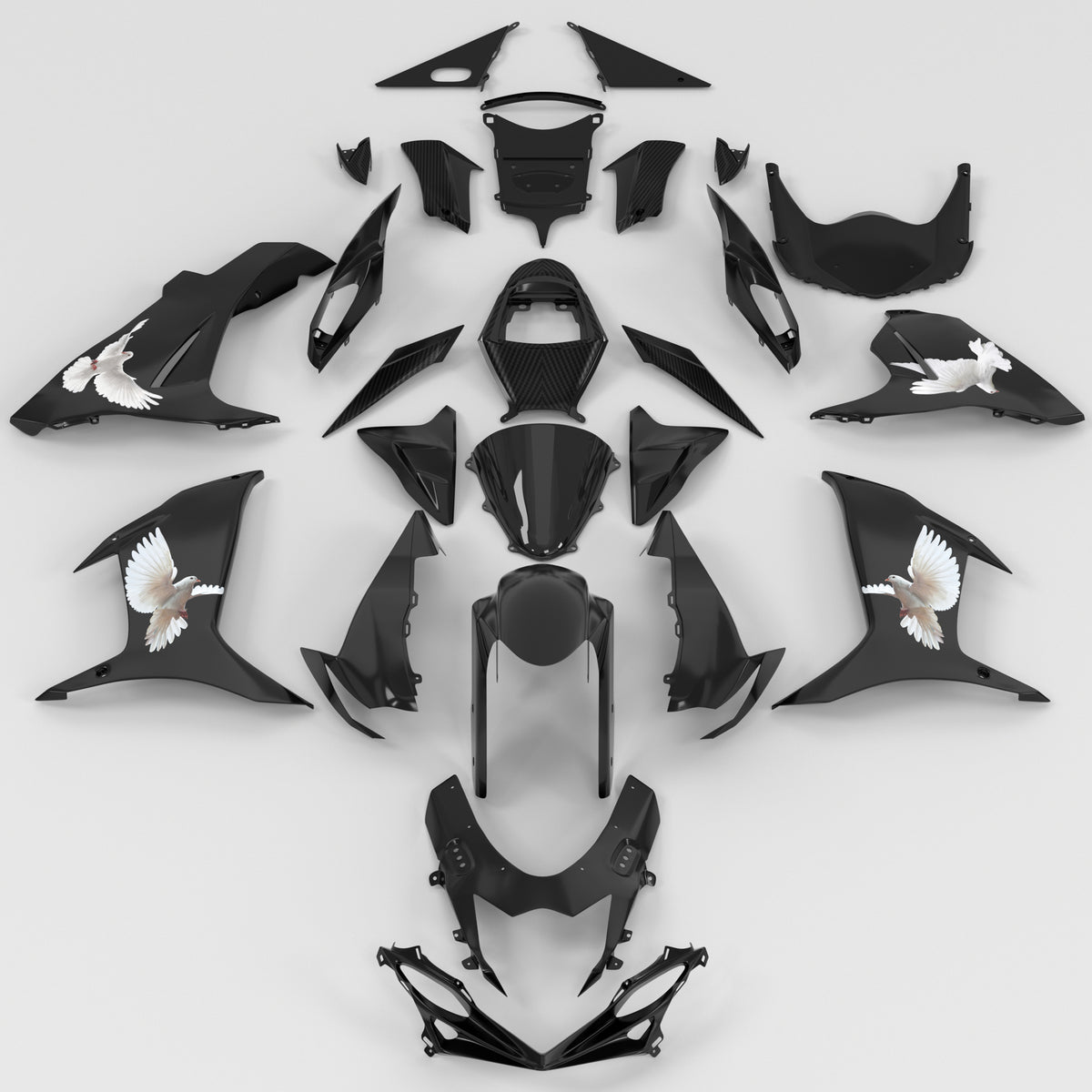 Amotopart 2011-2026 Suzuki GSXR 600/750 K11 Black White Fairing Kit
