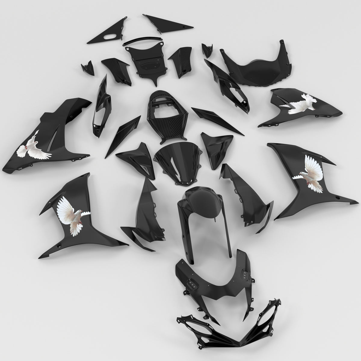 Amotopart 2011-2026 Suzuki GSXR 600/750 K11 Black White Fairing Kit