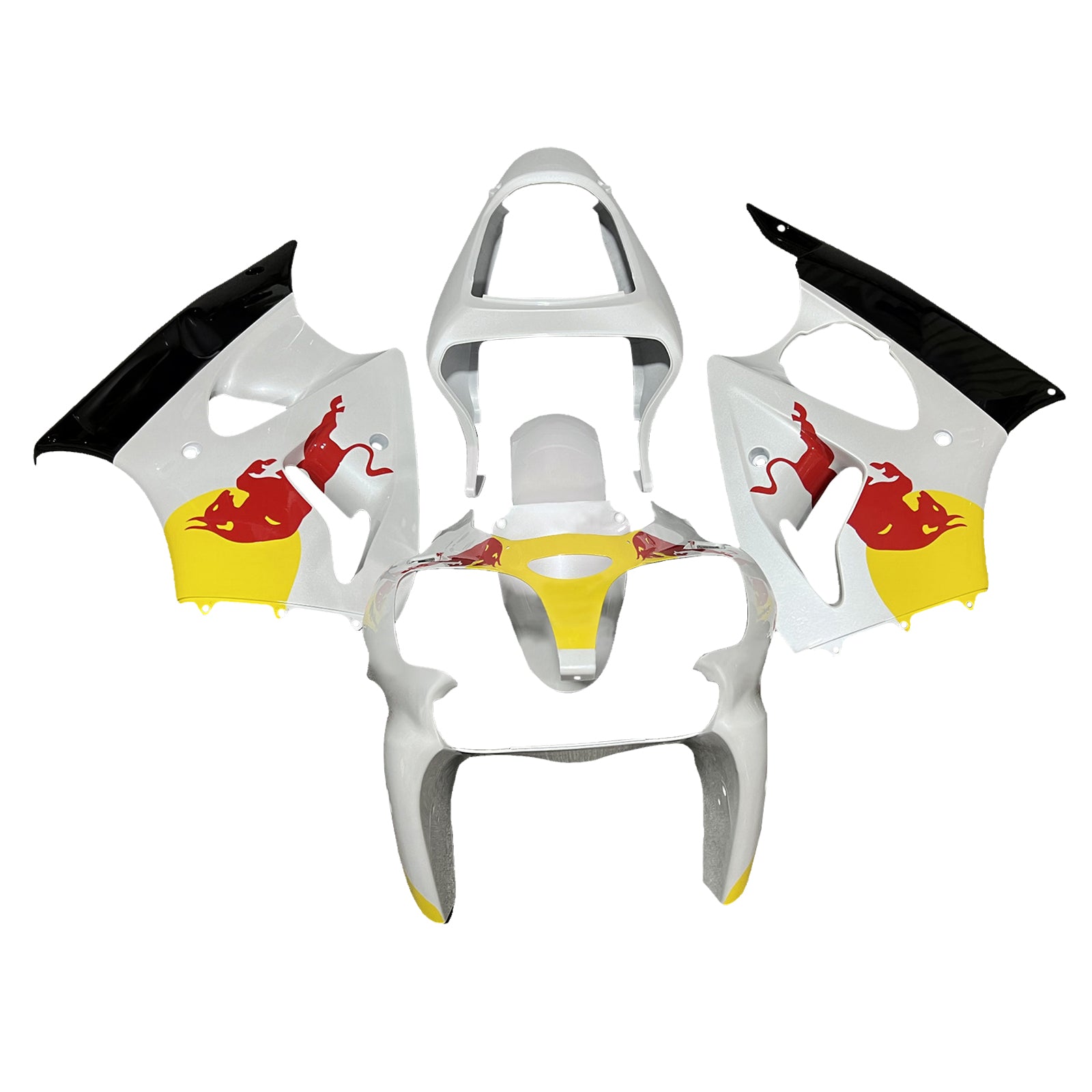 Amotopart Kawasaki 00-02 ZX6R 636 & 05-08 ZZR600 Yellow White Black Fairing Kit