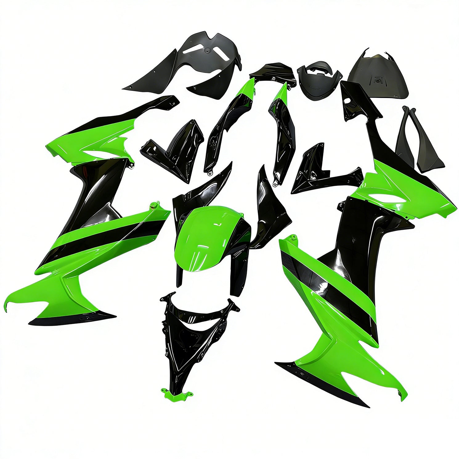 Amotopart 2008-2010 Kawasaki ZX10R Green Black Fairing Kit