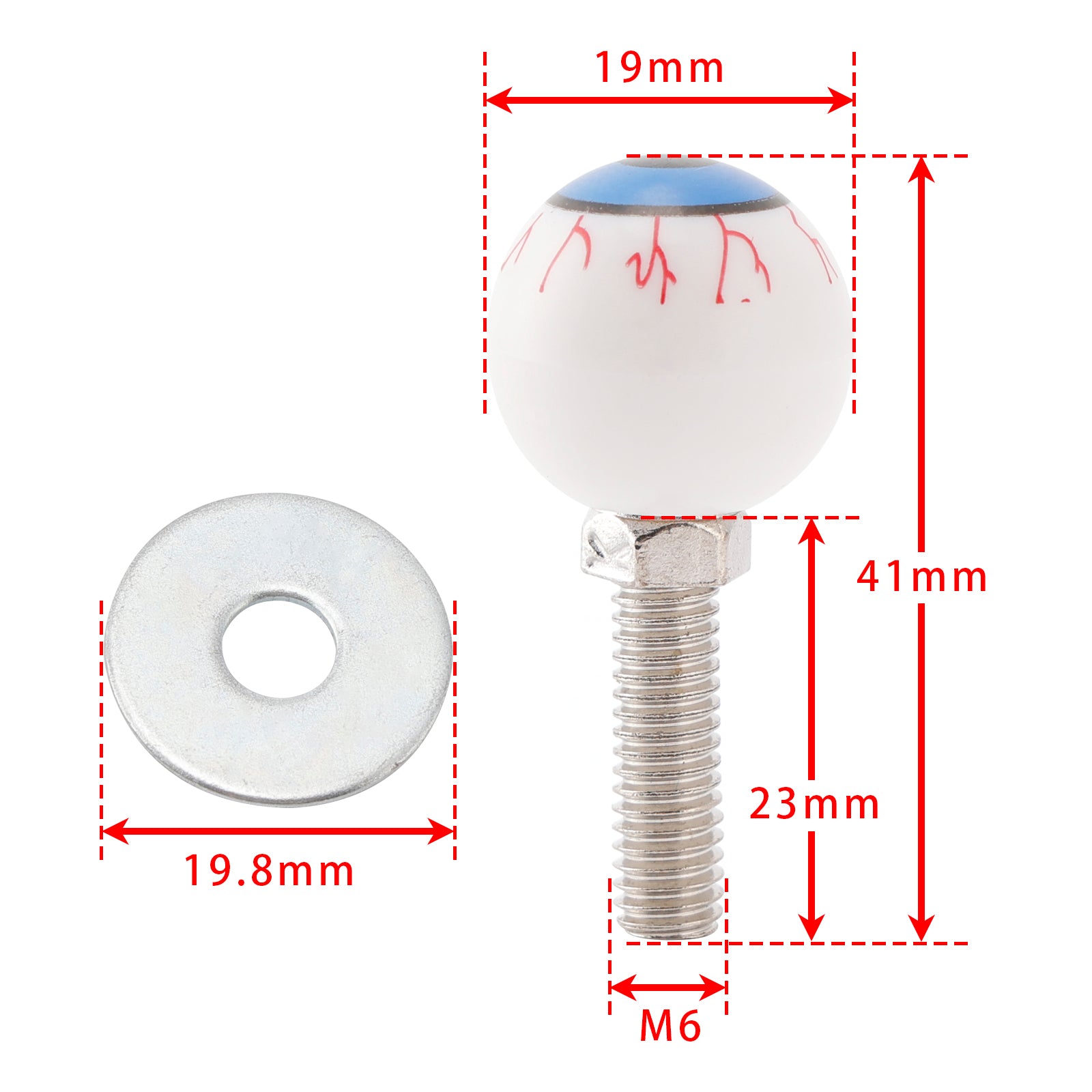 2x Motorcycle Bike Plastic Eyeball License Plate Bolt On Screw On Frame Nut