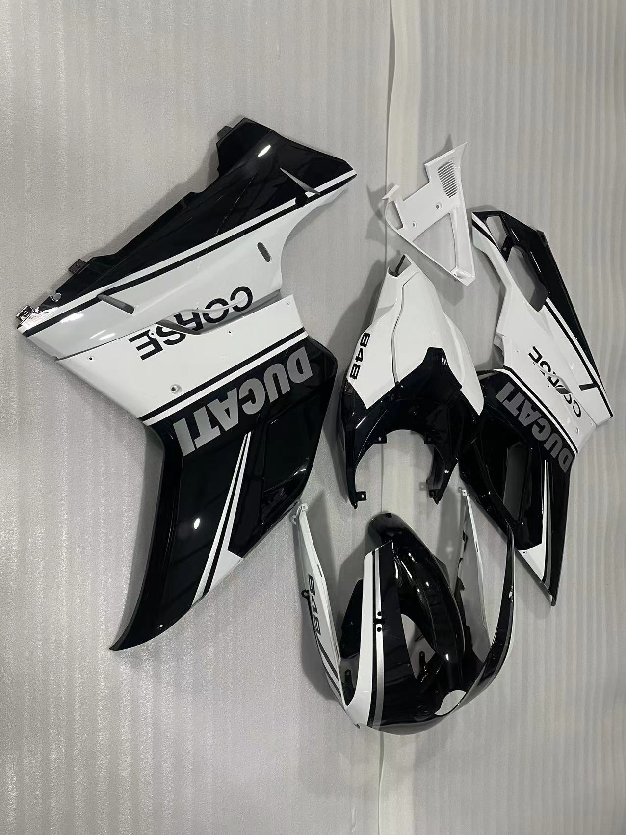 Amotopart Ducati alla år 1098/1198/848 Black Mix White Fairing Kit