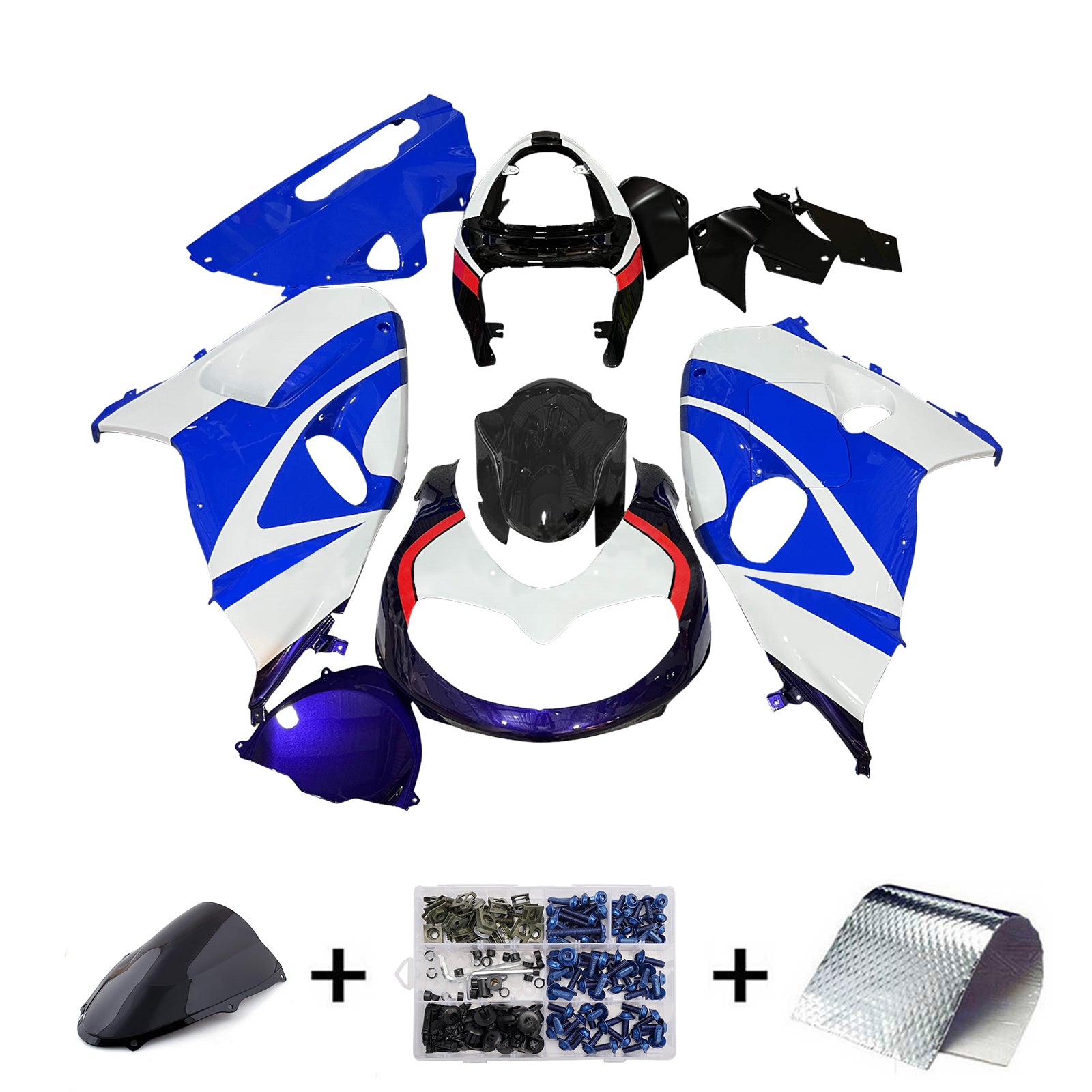 Amotopart 1998-2003 Suzuki TL1000R White Blue Fairing Kit