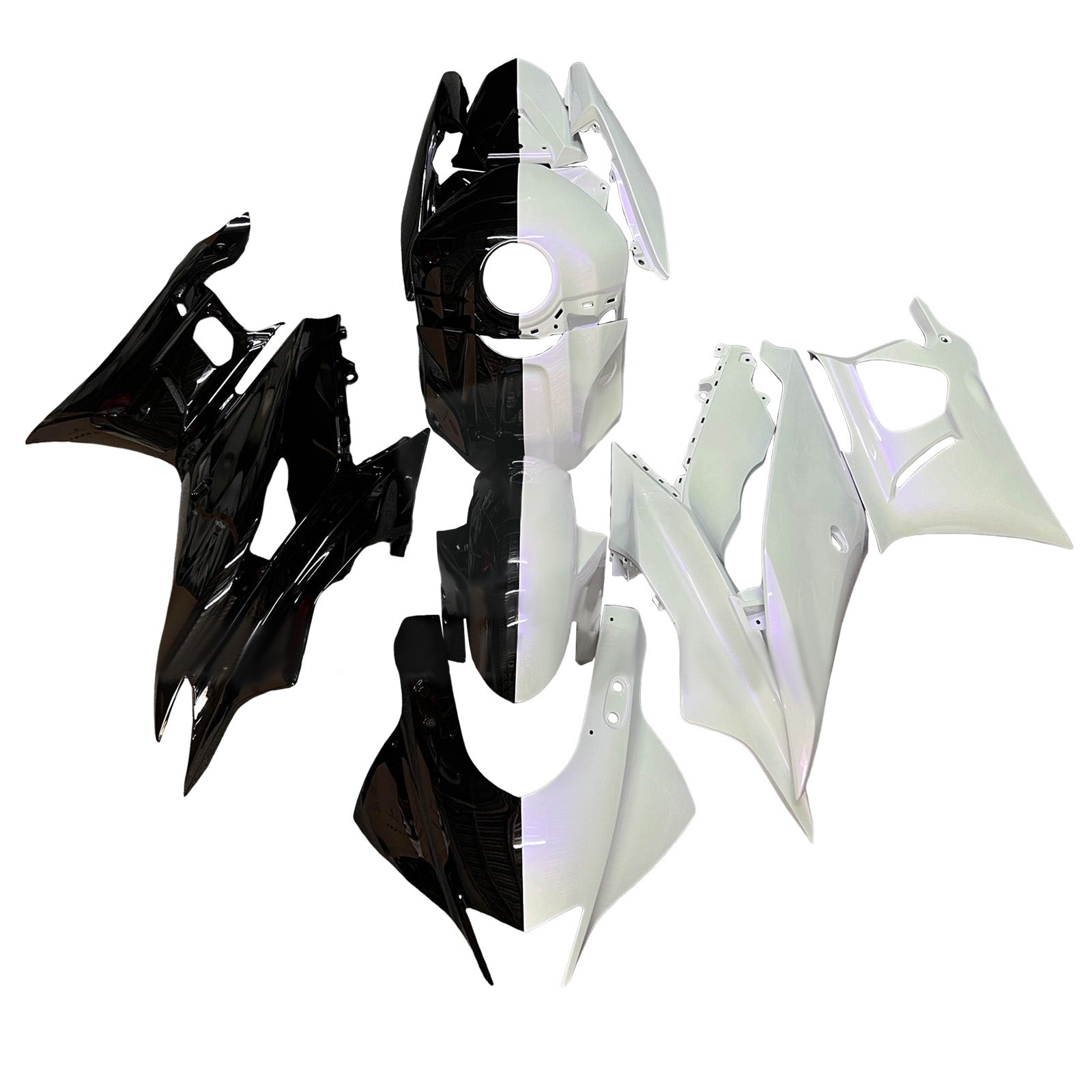 Amotopart 2019-2021 Yamaha YZF-R3 R25 White & Black Fairing Kit