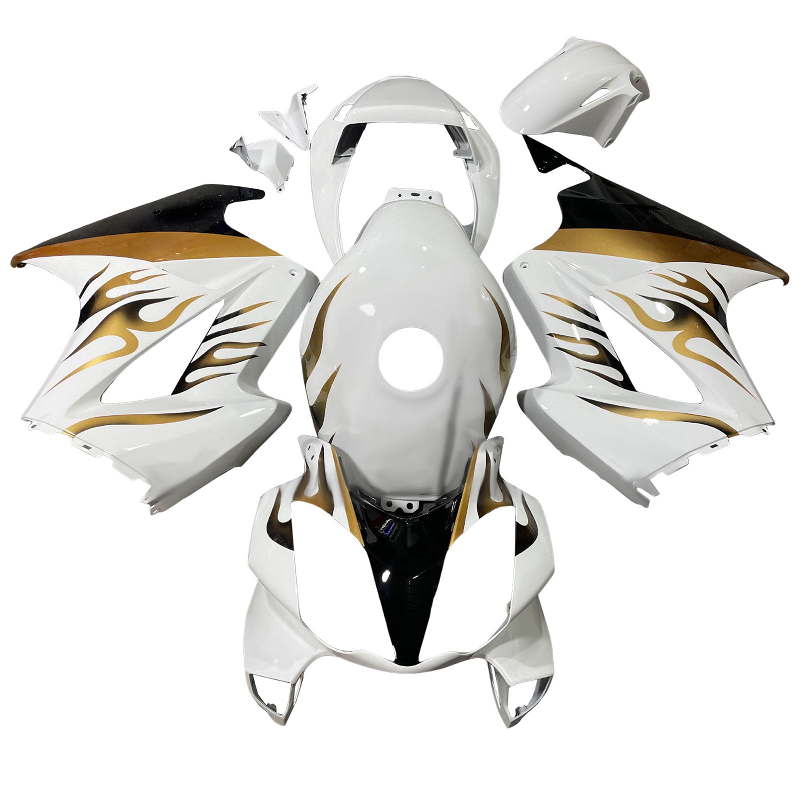 Amotopart 2002-2012 Honda VFR800 White Gold Fairing Kit