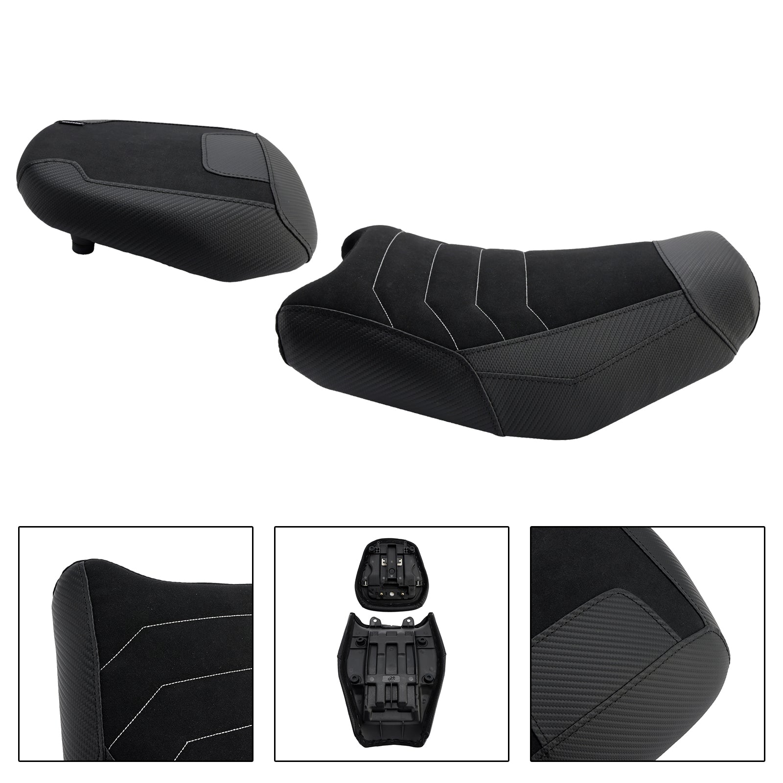Suzuki V-Strom 250SX Front (Modelljahre 2024–2025)&REar Raider Beifahrer-Kissen-Set Schwarz