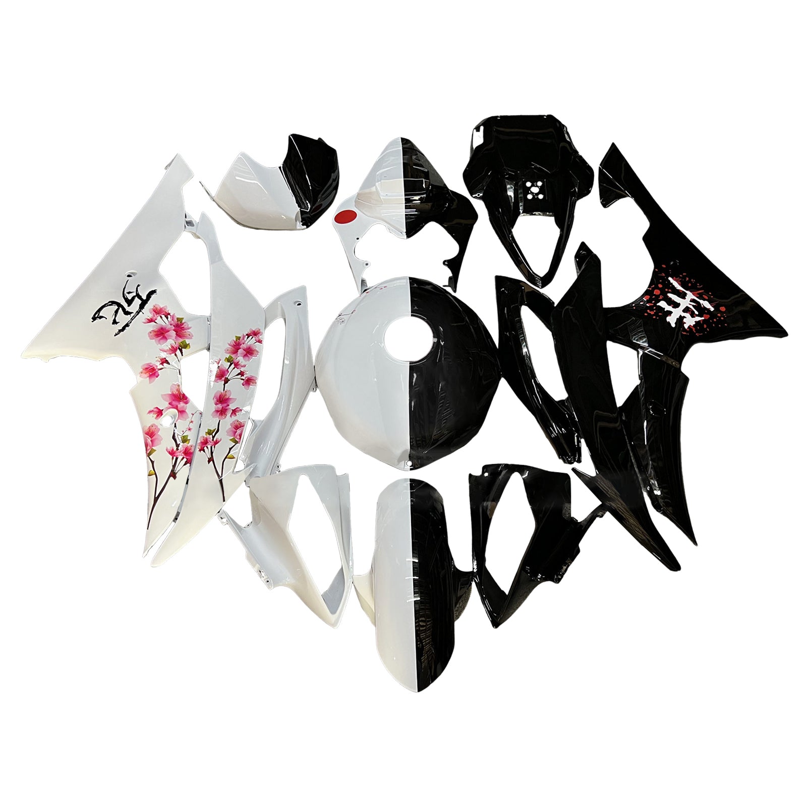 Amotopart 2008-2016 Yamaha YZF-R6 White & Black Fairing Kit