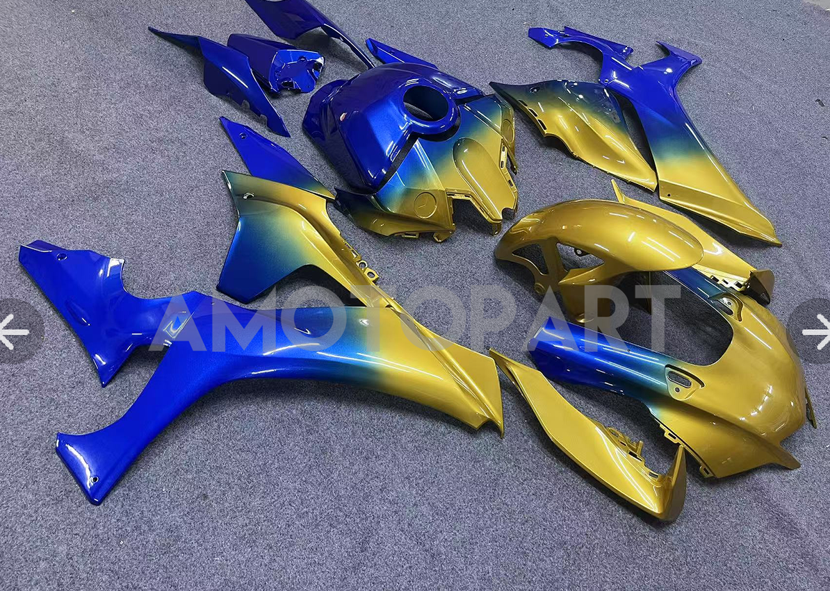 Amotopart 2020-2025 Yamaha YZF R1 Blue Gold Fairing Kit