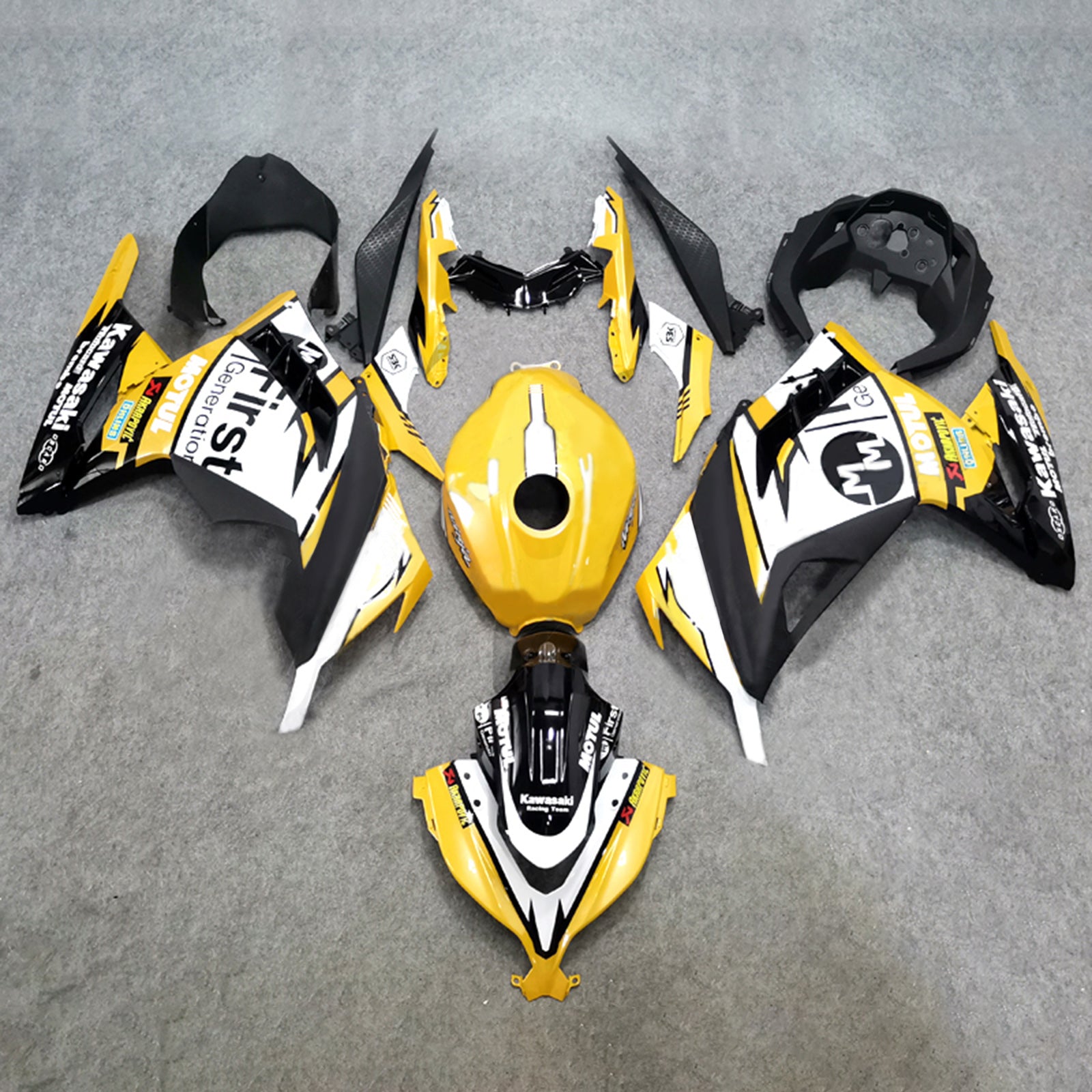 Amotopart 2013-2024 Kawasaki EX300/Ninja 300 White Yellow Fairing Kit