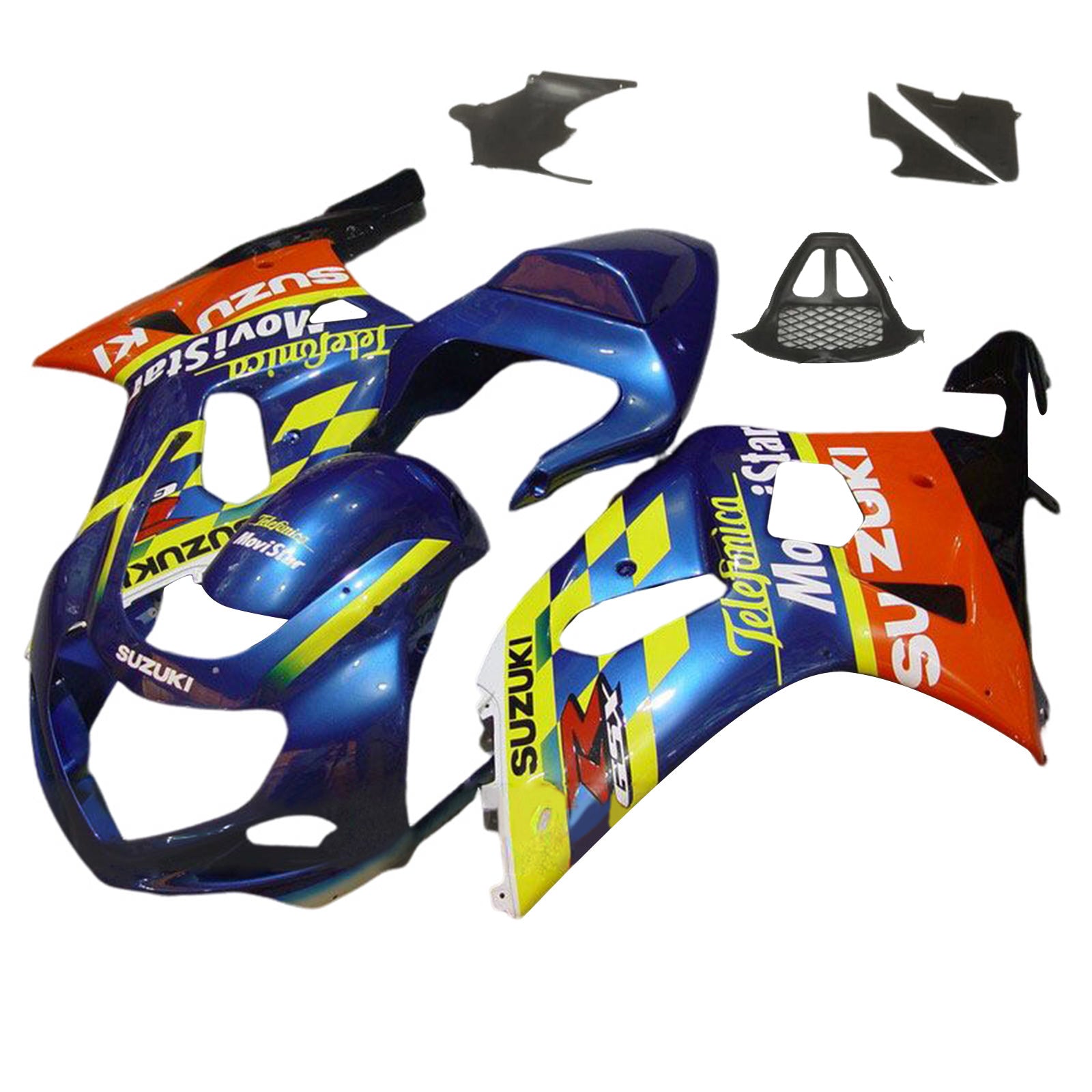 Amotopart 2000-2002 K1 K2 GSXR1000 Suzuki Blue&Yellow Accents Style1 Fairing Kit