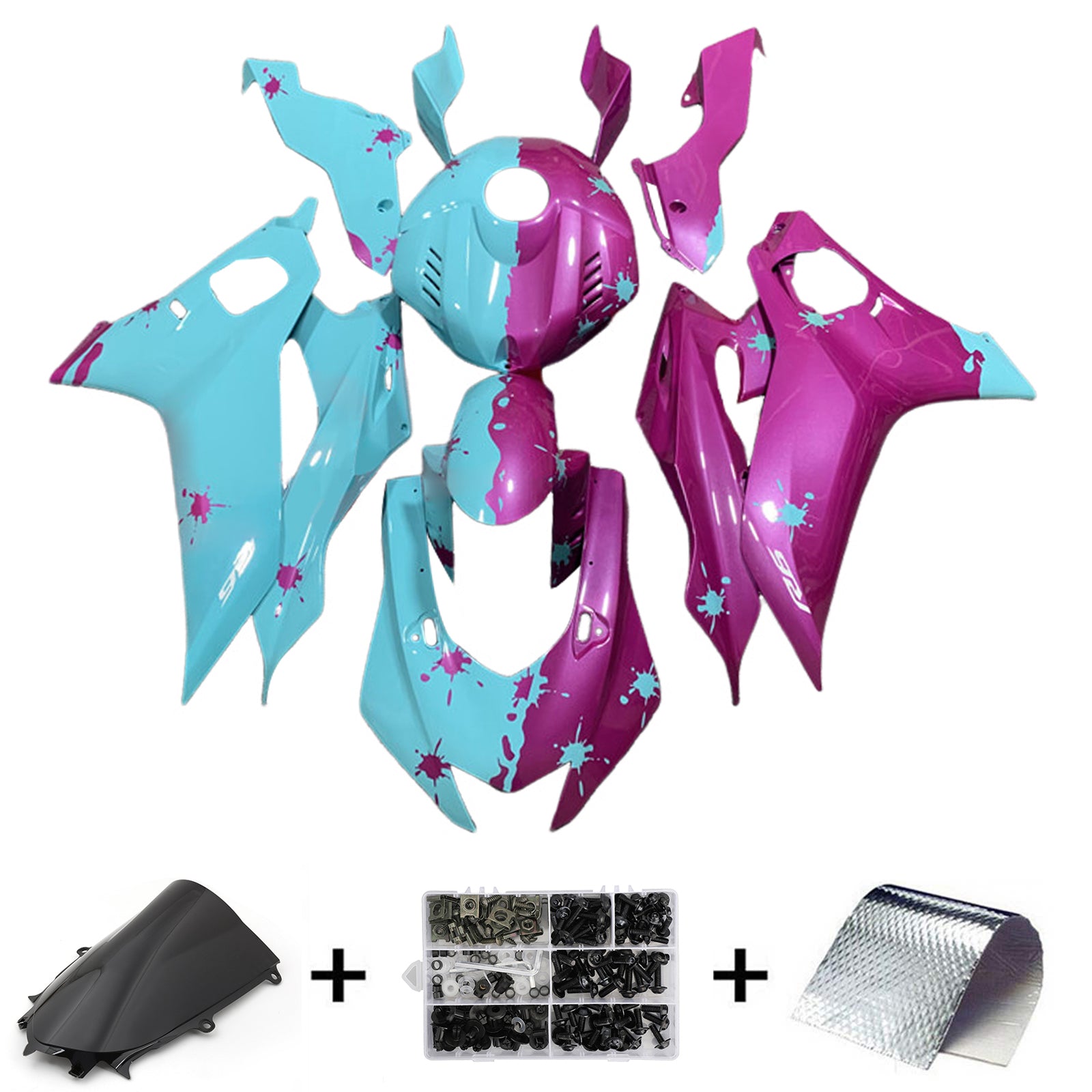 Amotopart 2017-2023 YAMAHA YZF R6 Lichtblauwe roze kuipkit