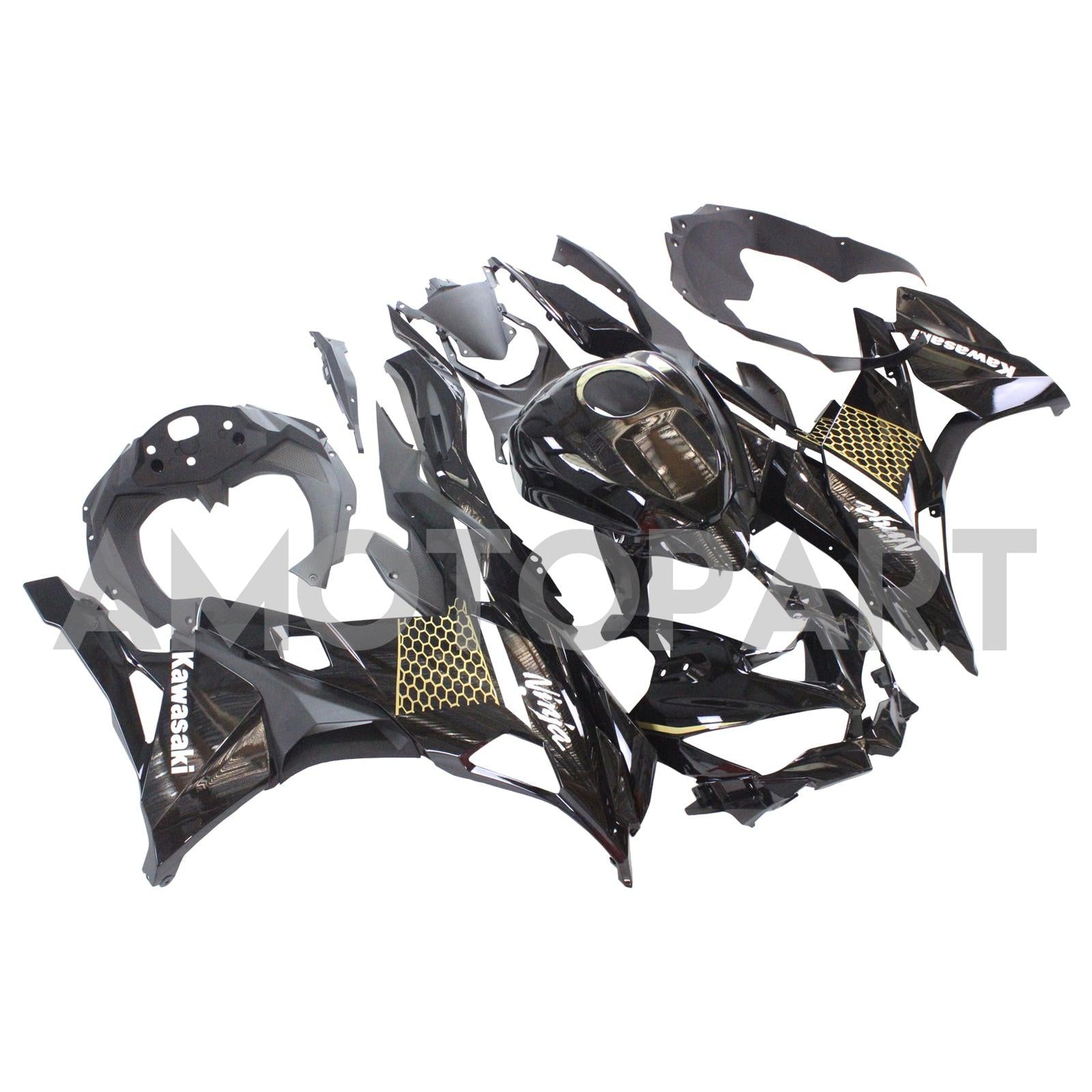 Amotopart 2019-2025 Kawasaki Ninja ZX25R ZX4R ZX4RR Black Fairing Kit