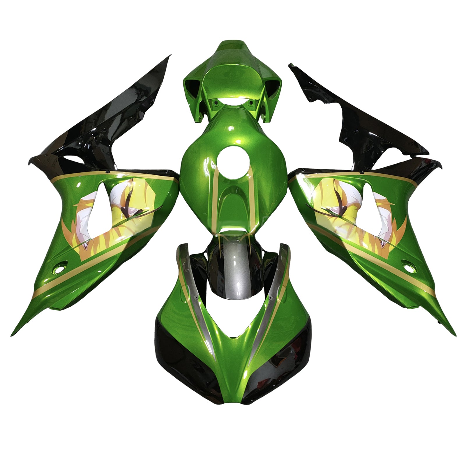 Amotopart 2006-2007 Honda CBR1000RR Light Green Black Fairing Kit