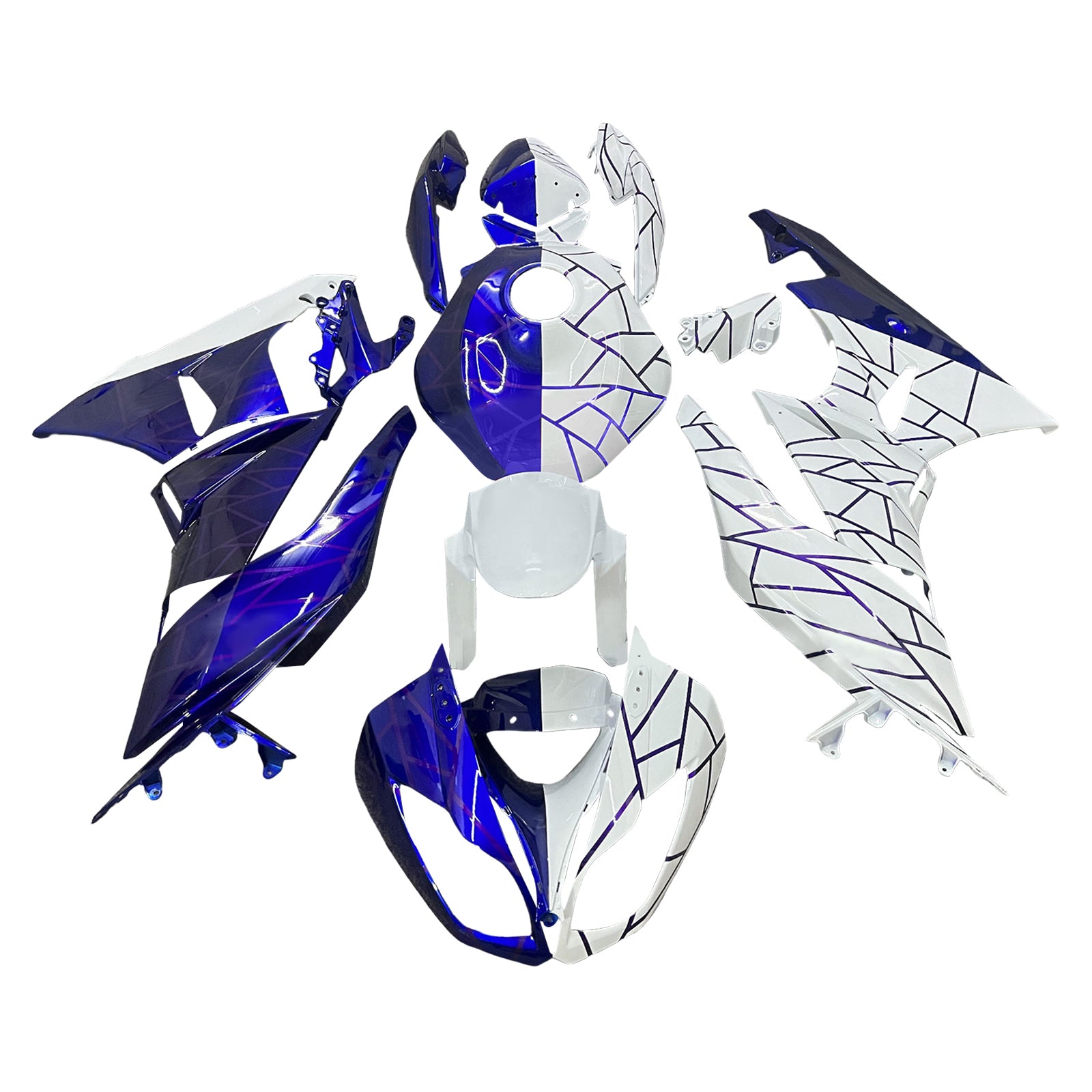 Amotopart 2009-2012 Kawasaki ZX6R 636 Blue White Fairing Kit