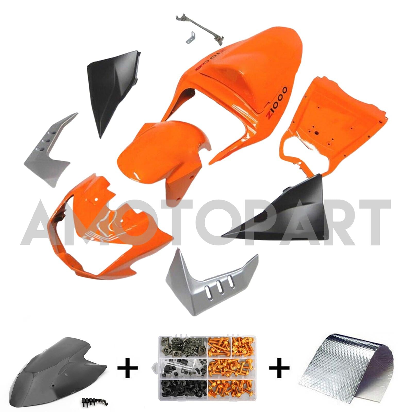 Amotopart 2003-2006 Kawasaki Z1000 Orange Fairing Kit