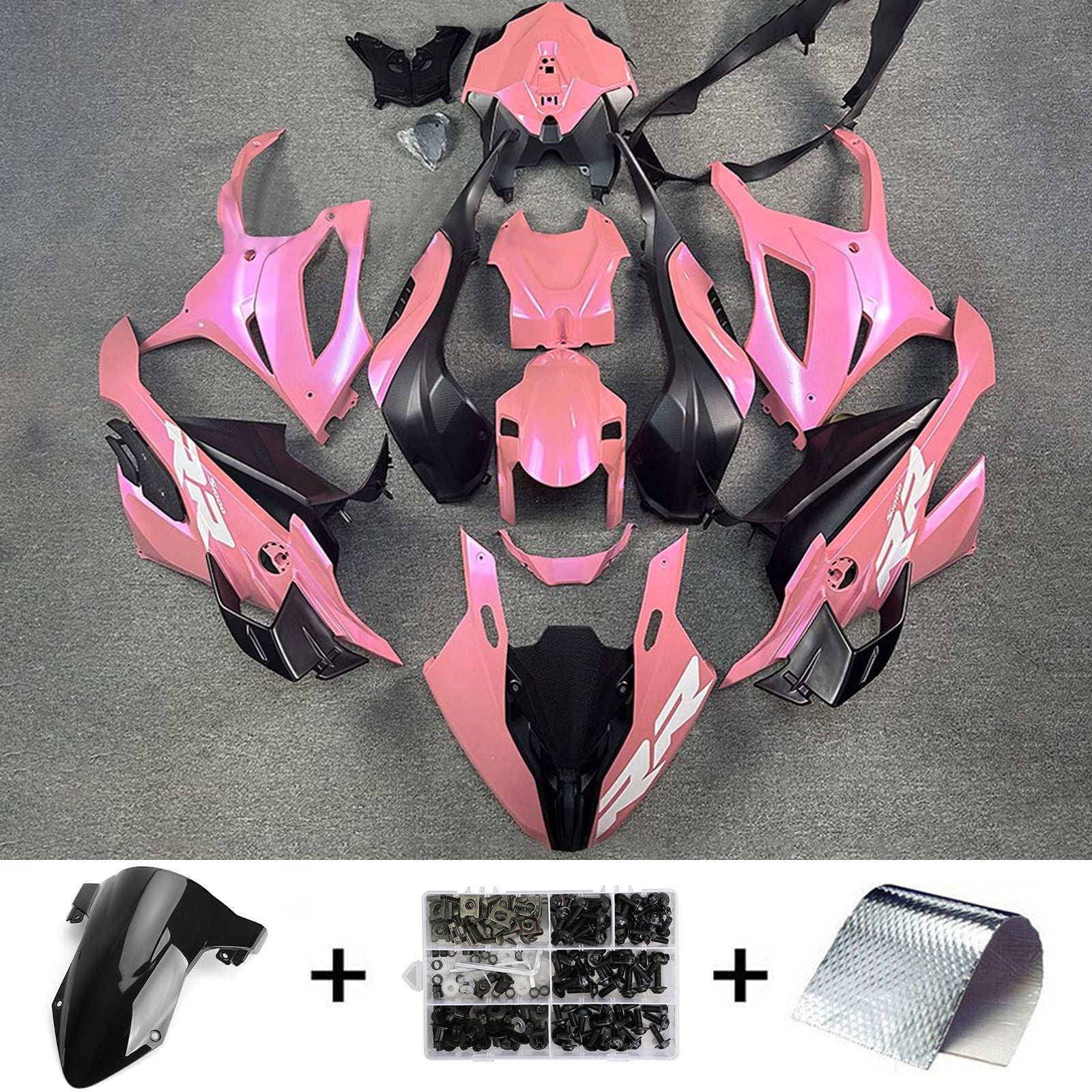 Amotopart 2023-2024 BMW S1000RR Black Pink Fairing Kit