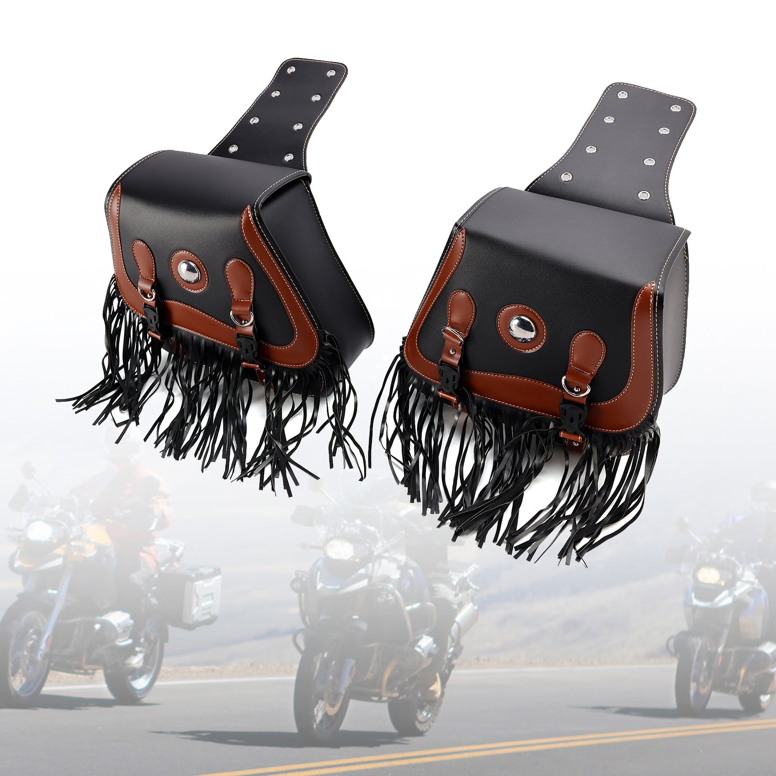 Universal Saddlebag Side Storage Tail Bag Pu Luggage Black 26L For Motorcycle