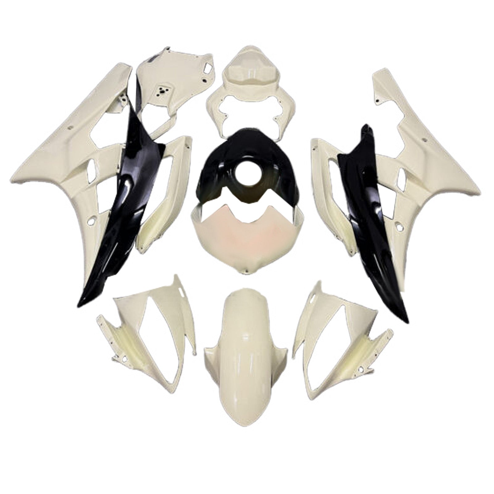 Amotopart 2006-2007 Yamaha YZF-R6 White & Black Fairing Kit