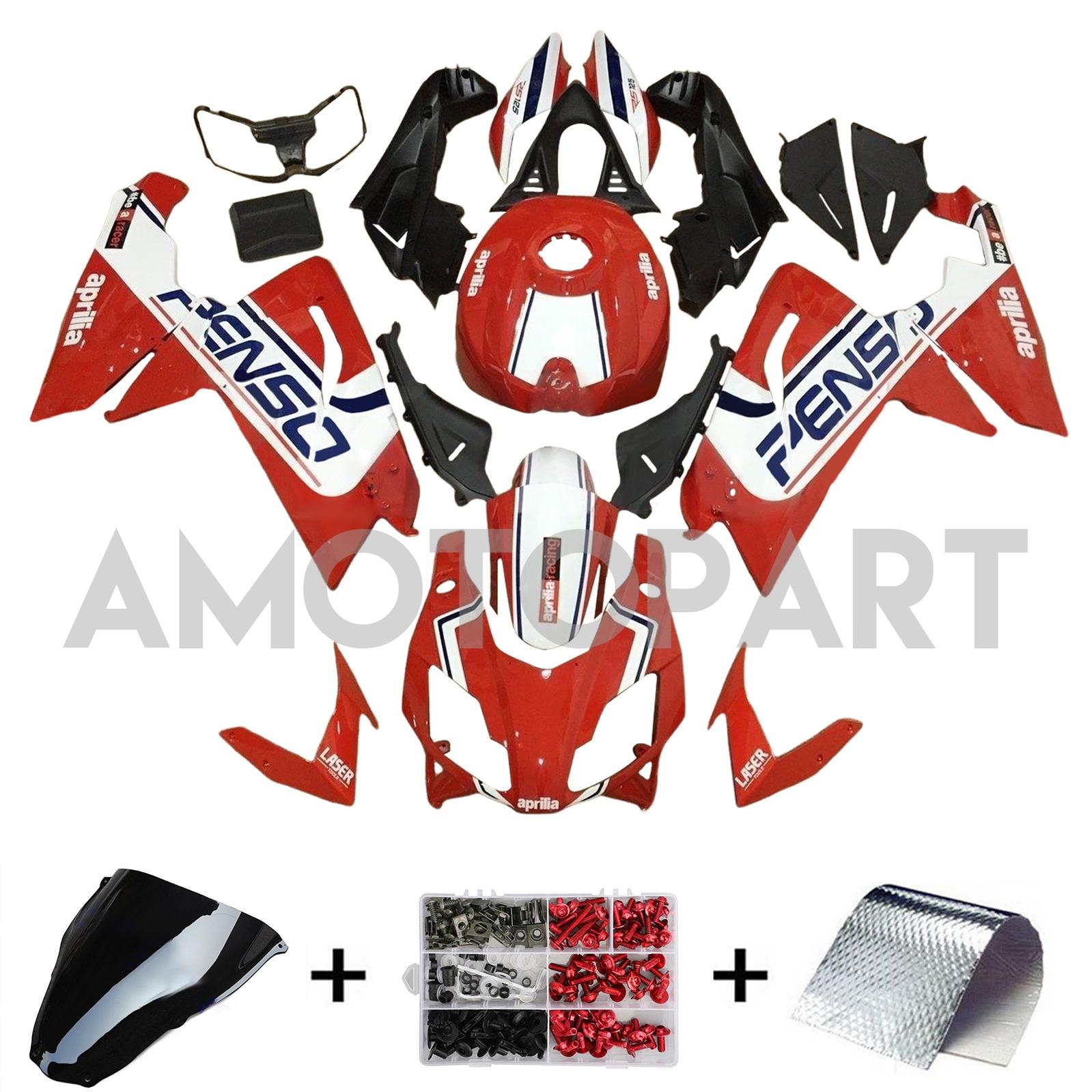 Amotopart 2006-2011 RS125 Aprilia Rouge&Kit de carénage blanc Style1