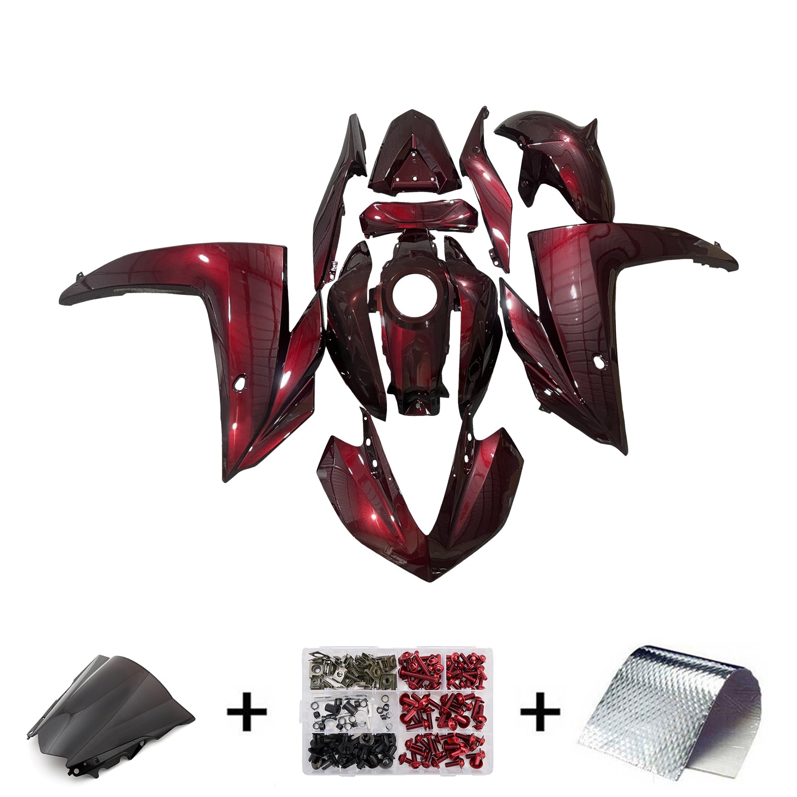 Amotopart 2014-2018 Yamaha YZF-R3 R25 Red Fairing Kit
