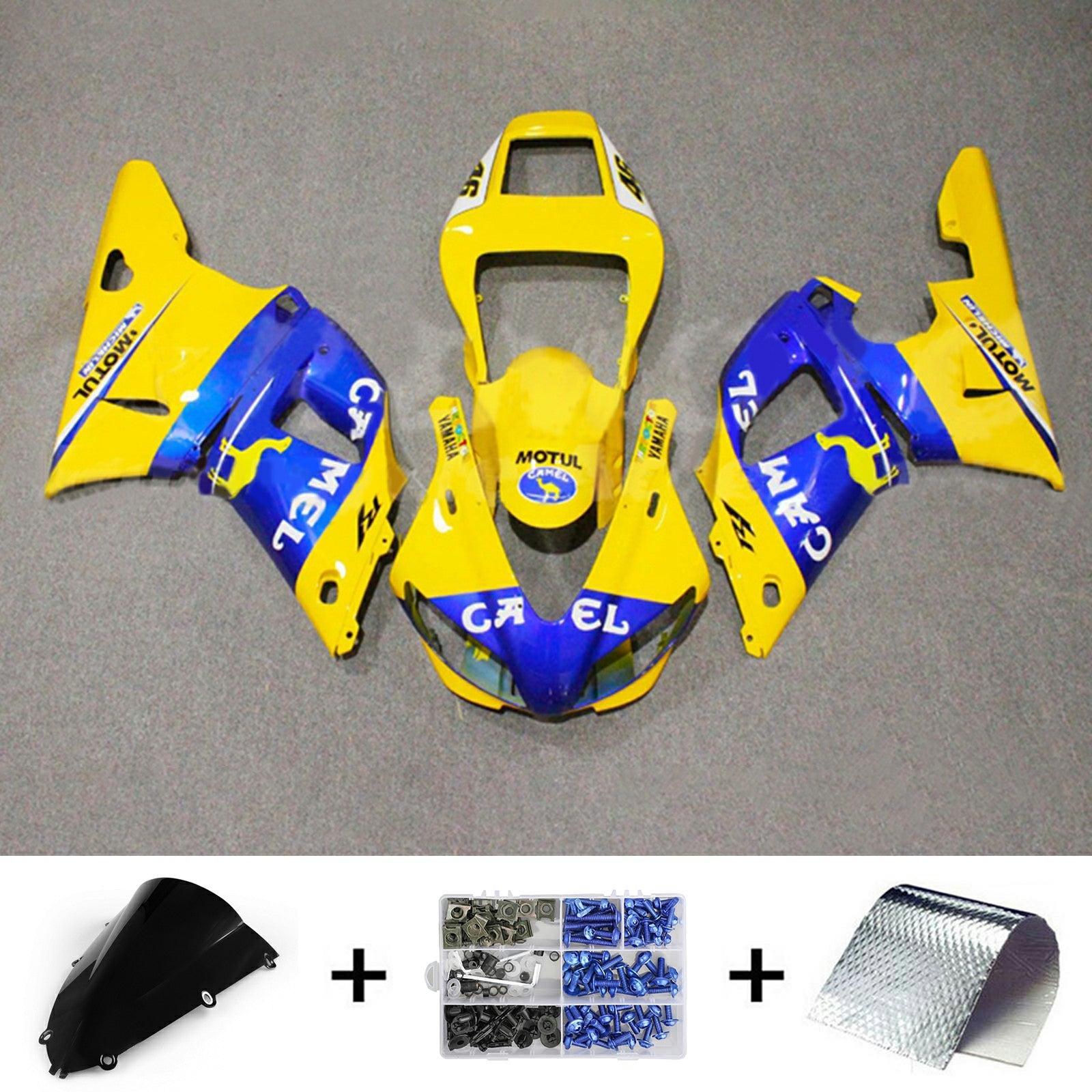 Amotopart 1998-1999 Yamaha YZF 1000 R1 Blue & Yellow Fairing Zestaw