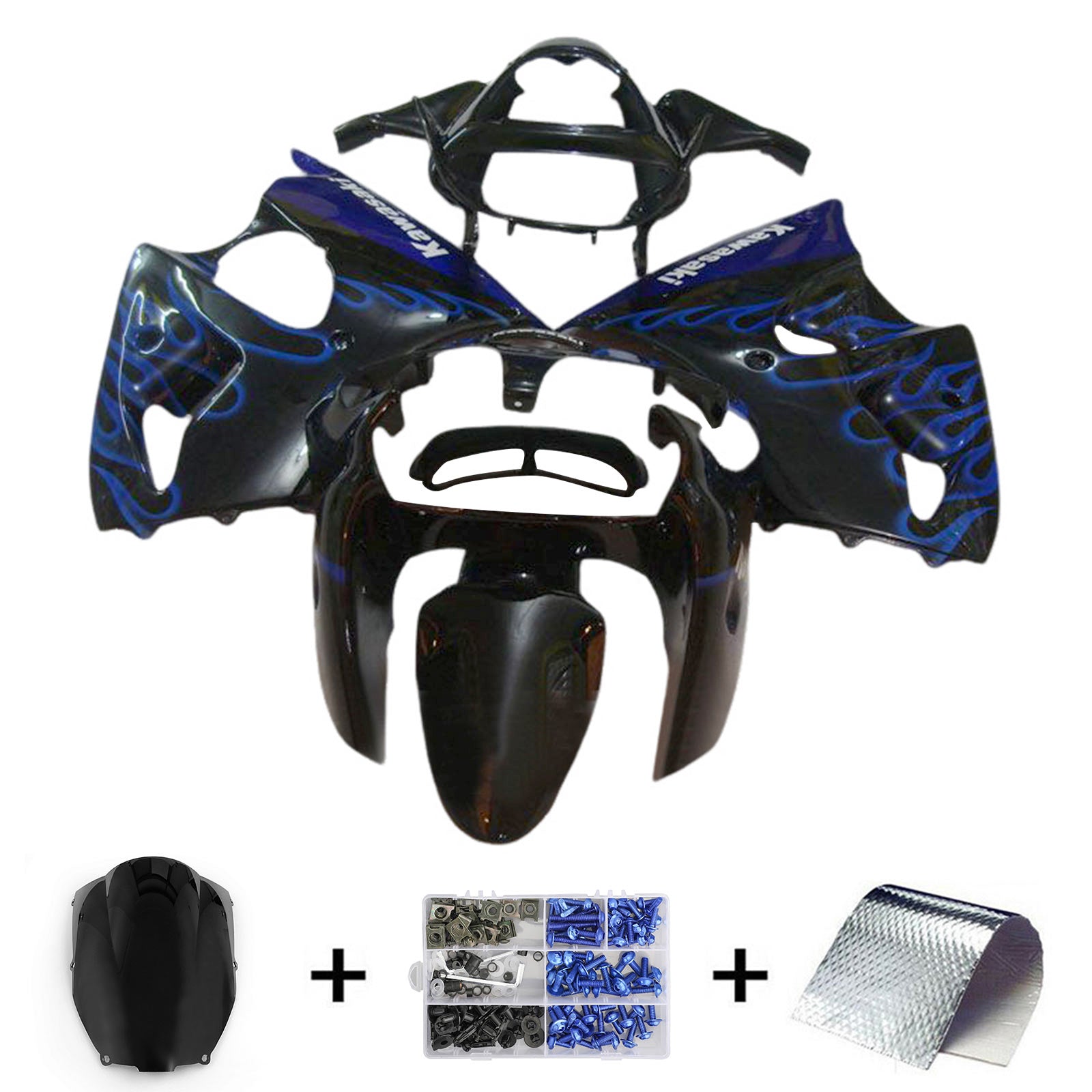 Amotopart 2000-2002 Kawasaki ZX6R 636 2005-2008 ZZR600 Schwarzverkleidungskit