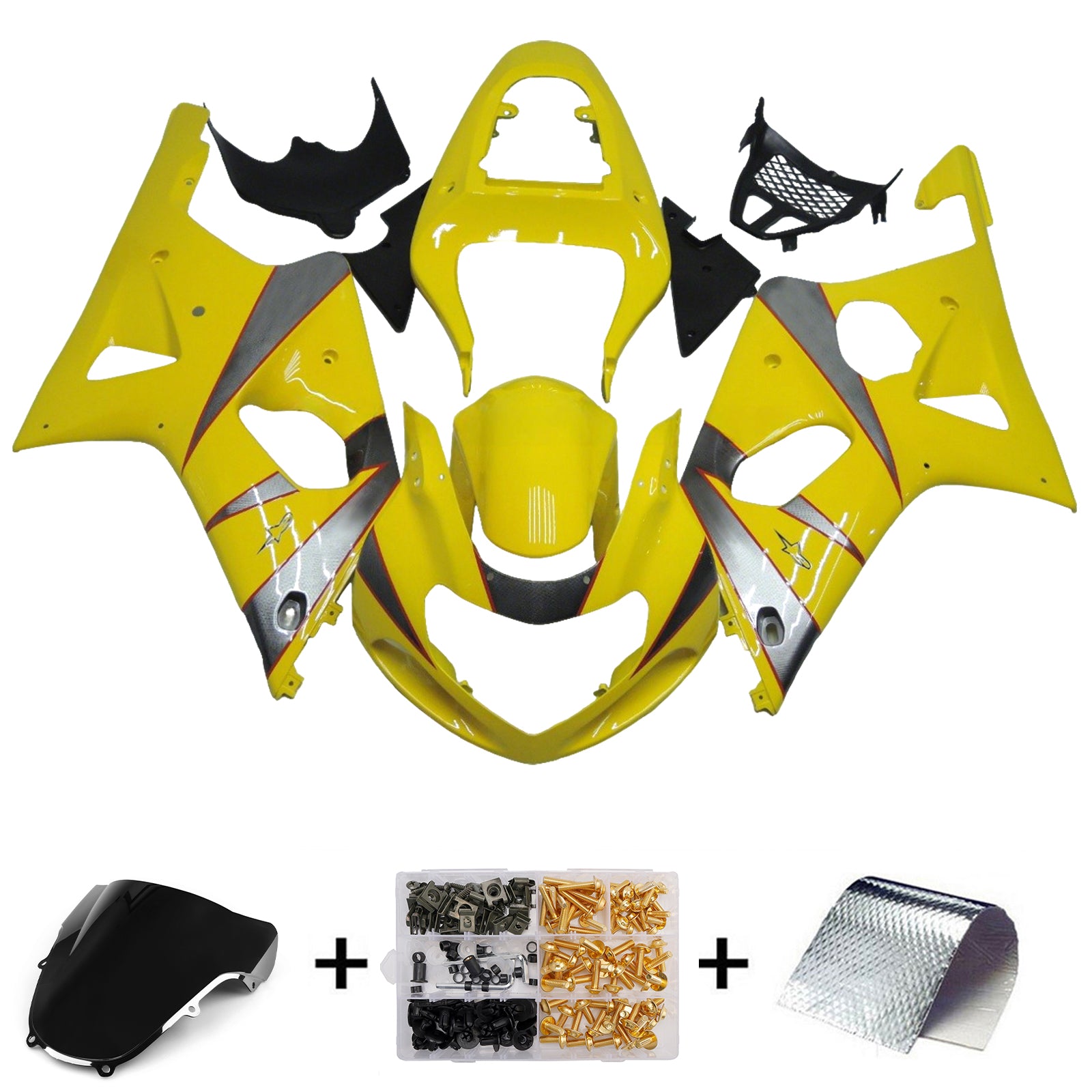 Amotopart 2000-2002 Suzuki GSXR1000 Yellow Fairing Kit