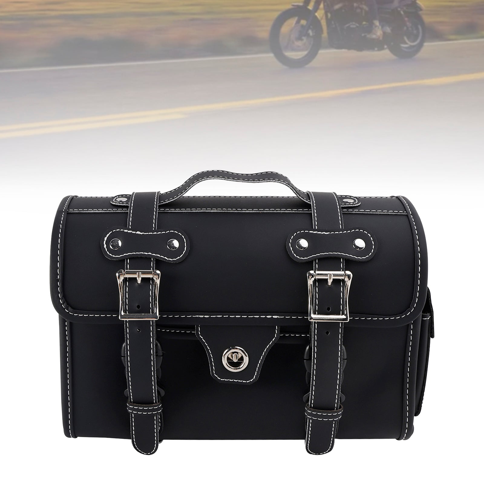 Motorbike Black Tail Bag Pu Side Saddlebag Pannier Luggage Pouch Storage