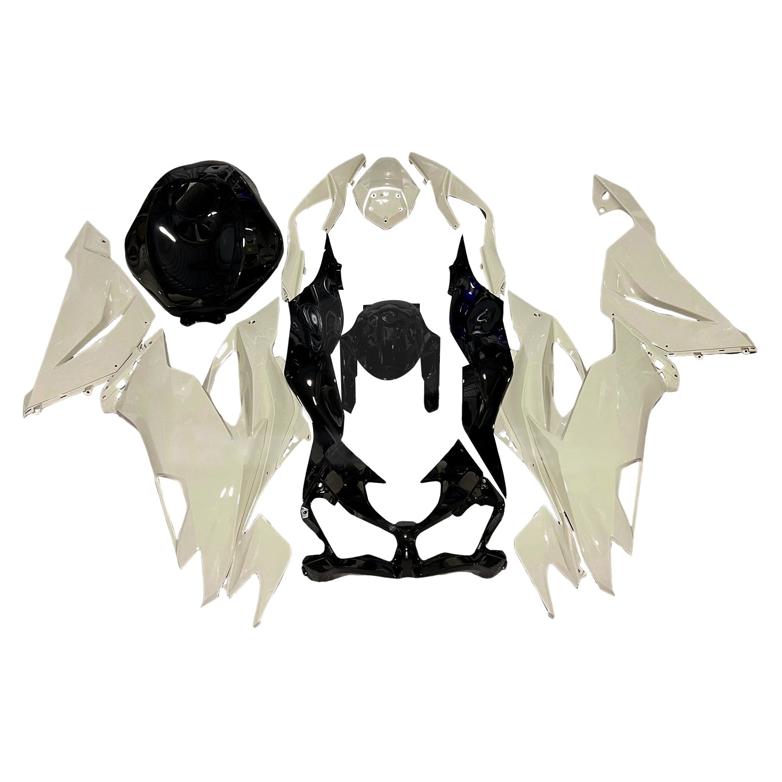 Amotopart 2019-2023 Kawasaki ZX6R Black Beige Fairing Kit