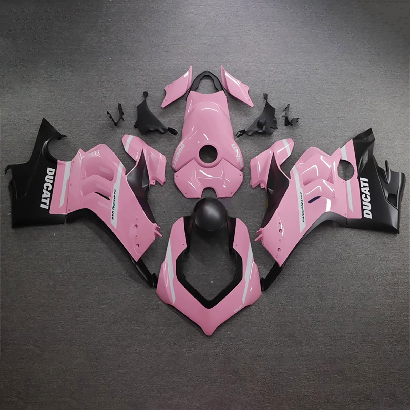 Amotopart Ducati 20-21 V4 V4S Black Pink Fairing Kit