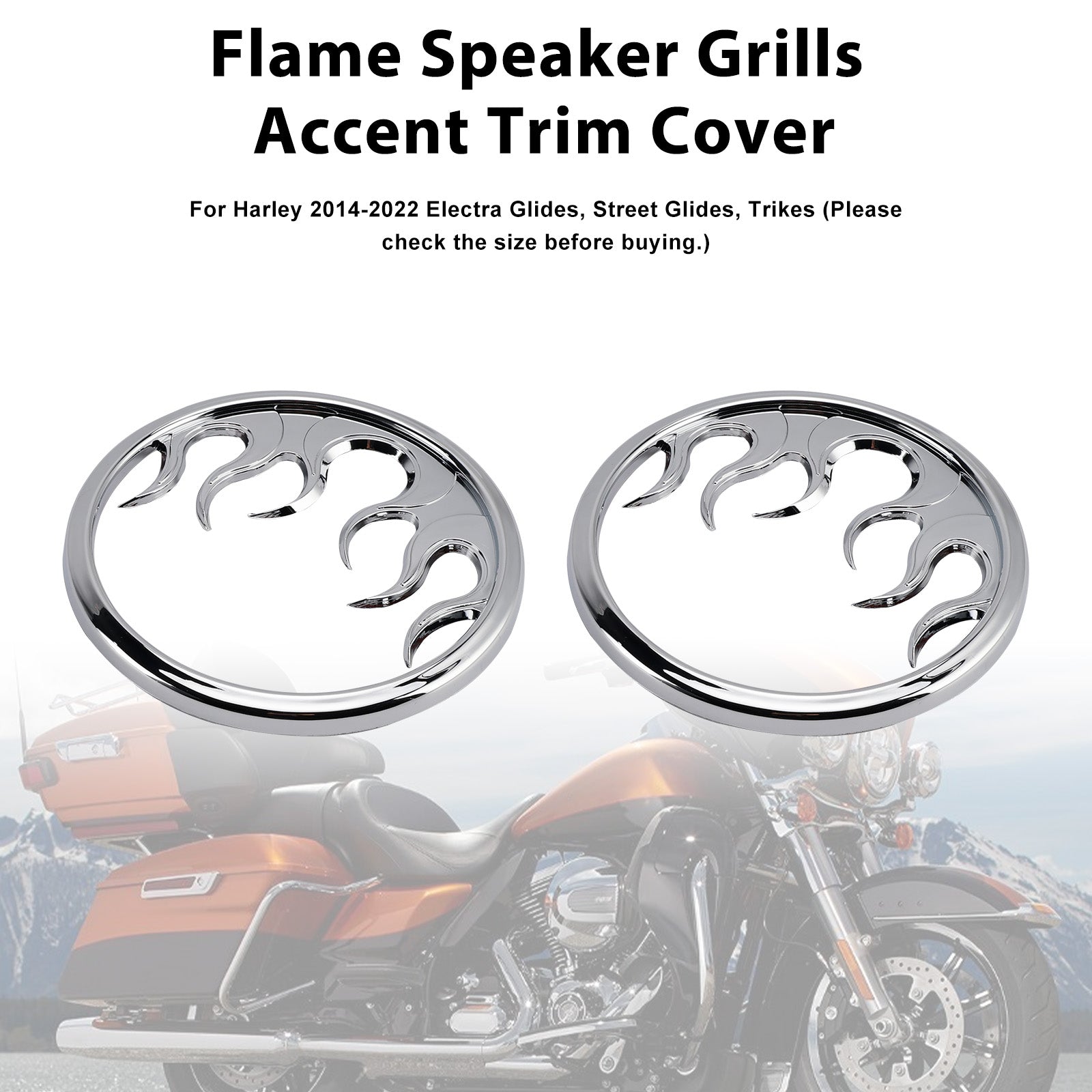 Touring Electra Glide Ultra Classic Flame Speaker Grills Accent Trim Cover