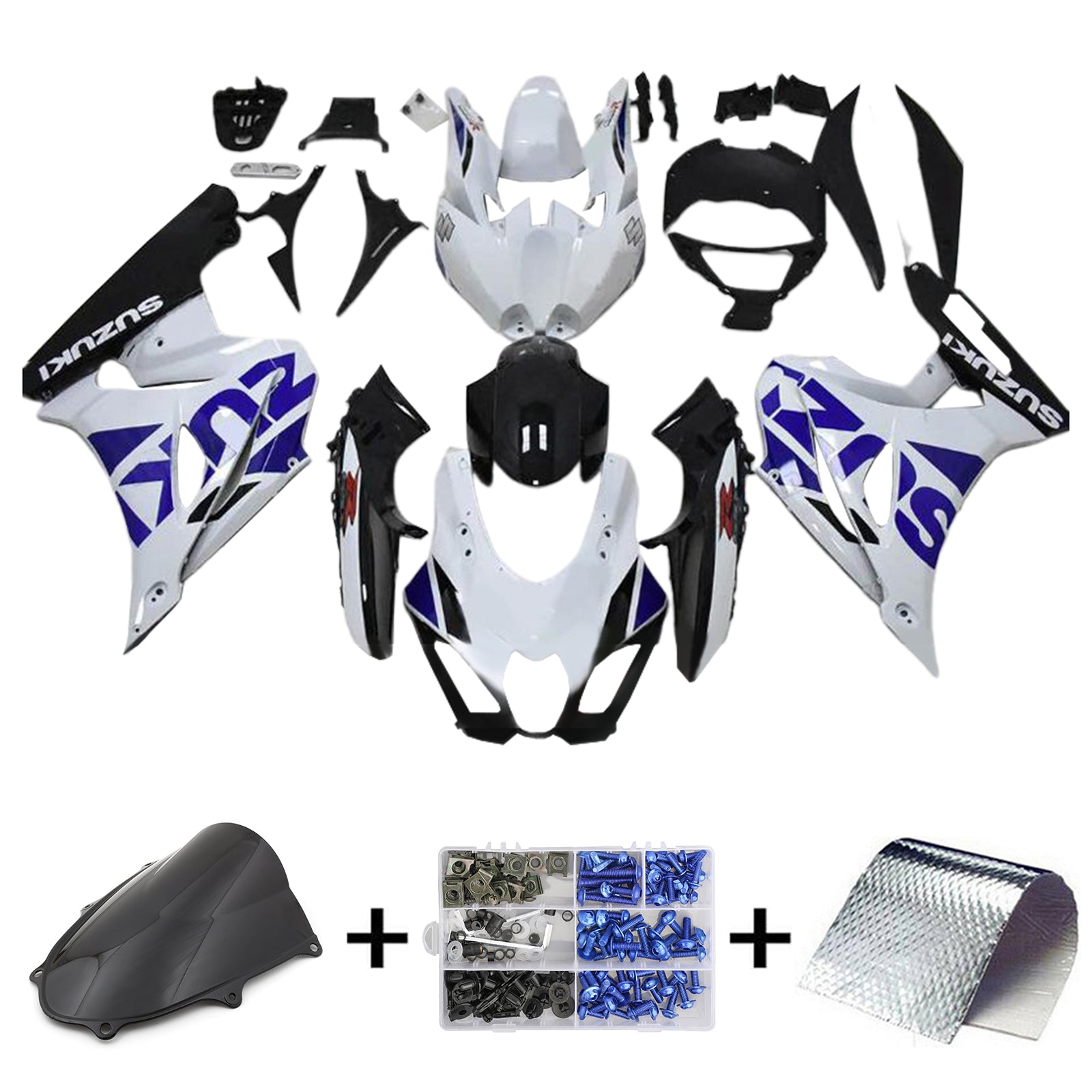 Amotopart 2017-2025 K17 GSXR1000 Suzuki White&Blue Fairing Kit