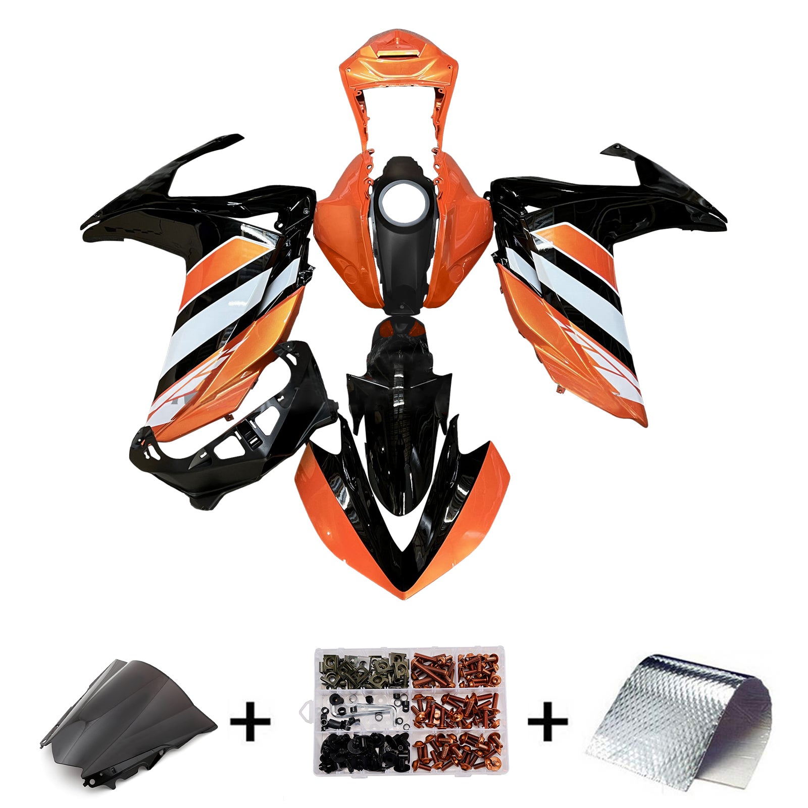 Amotopart Yamaha 2014-2018 YZF R3 2015-2017 YZF R25 Orange & Black Fairing Kit